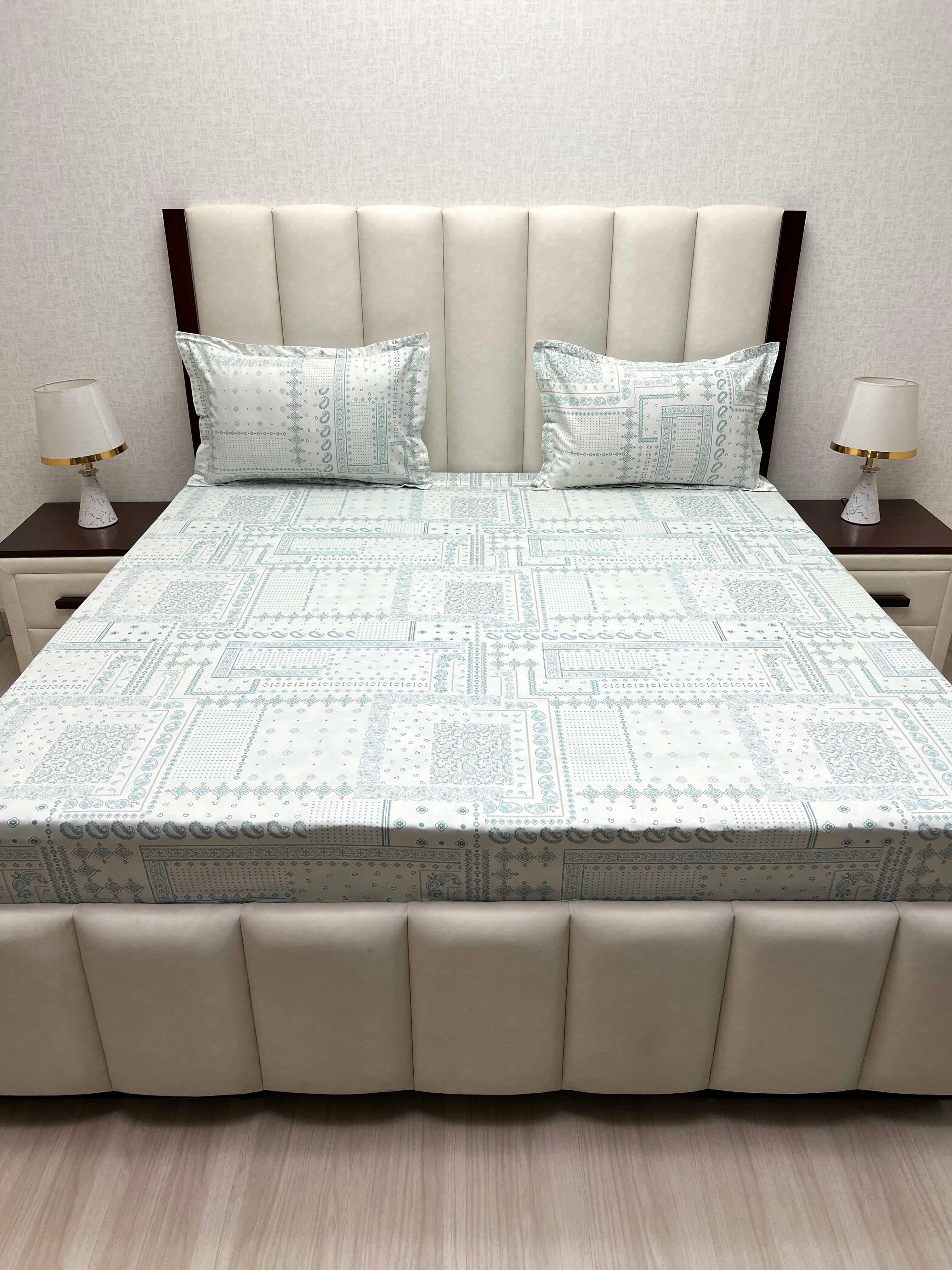 A-4514 - Pure Cotton 250 TC Queen Size Double Bedsheet (228X254) with Two Pillow Covers (43X68)