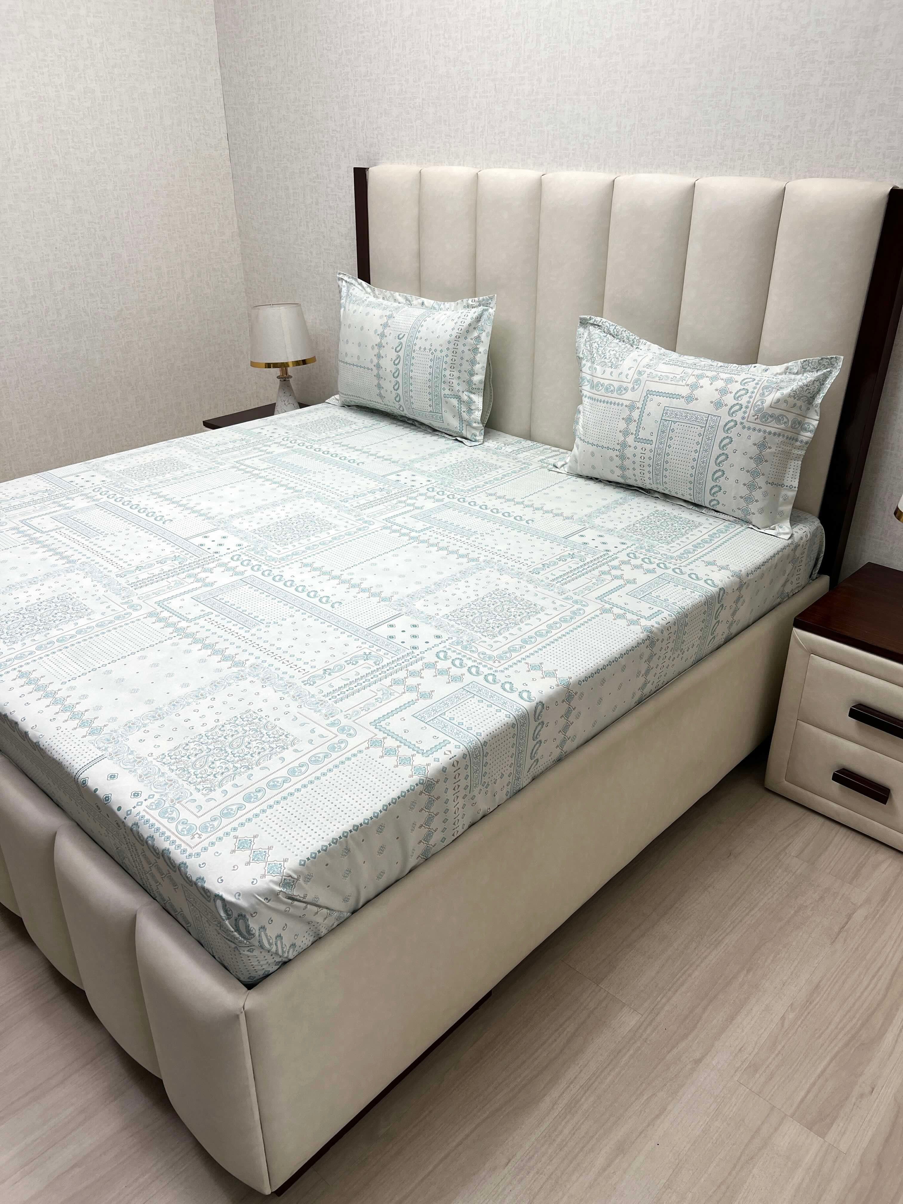 A-4514 - Pure Cotton 250 TC Queen Size Double Bedsheet (228X254) with Two Pillow Covers (43X68)