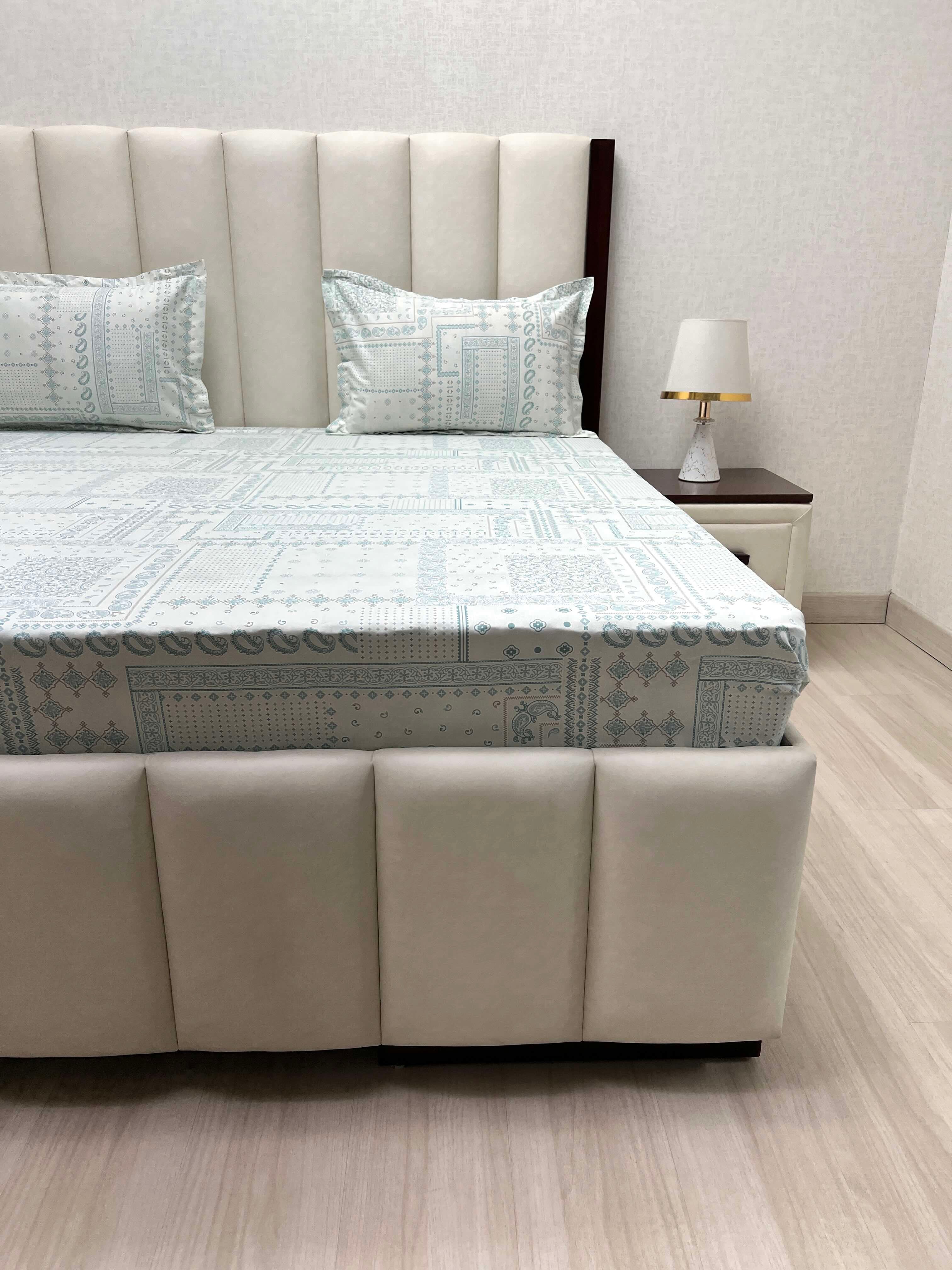A-4514 - Pure Cotton 250 TC Queen Size Double Bedsheet (228X254) with Two Pillow Covers (43X68)