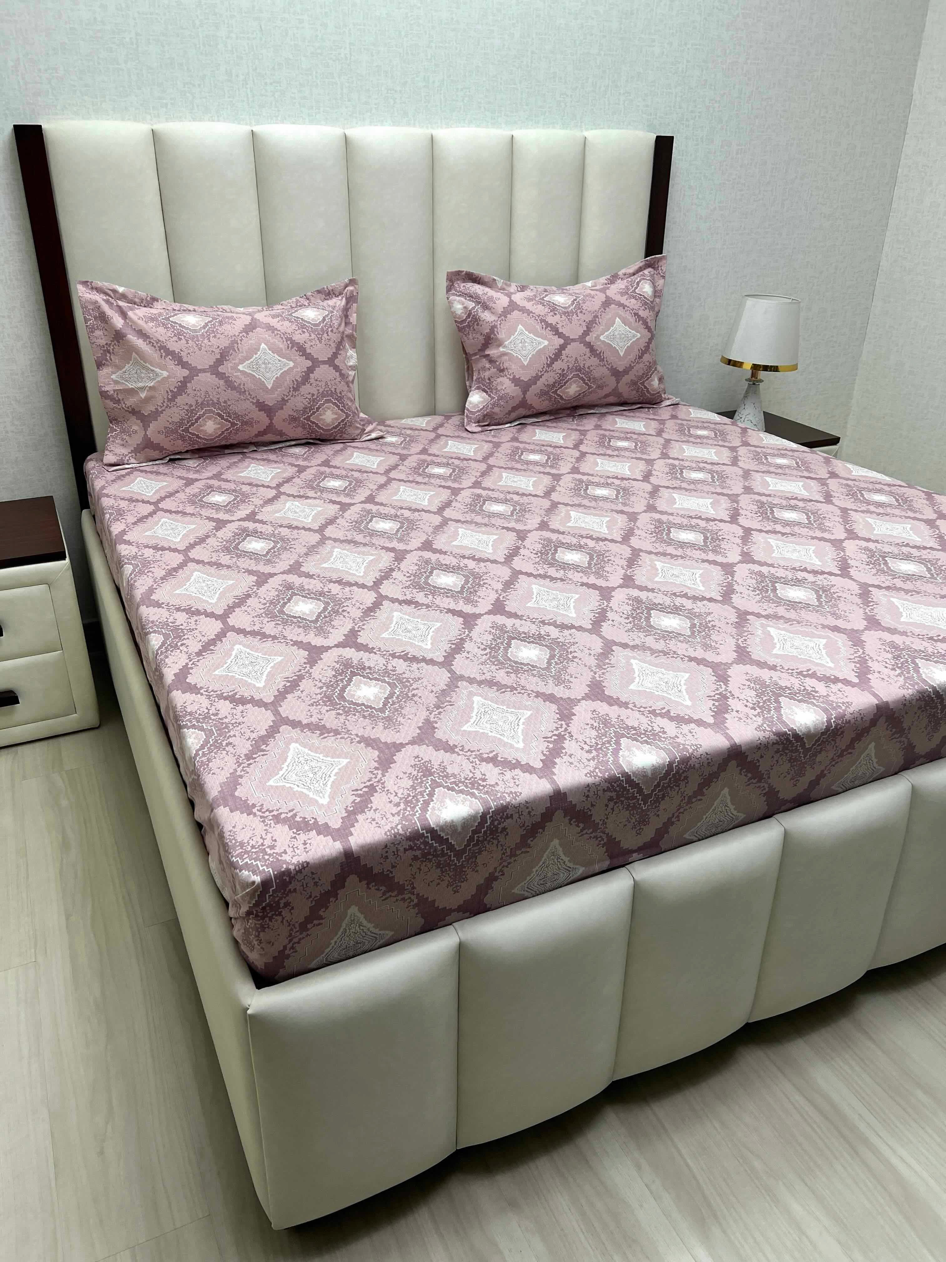 A-4517 - Pure Cotton 250 TC Queen Size Double Bedsheet (228X254) with Two Pillow Covers (43X68)