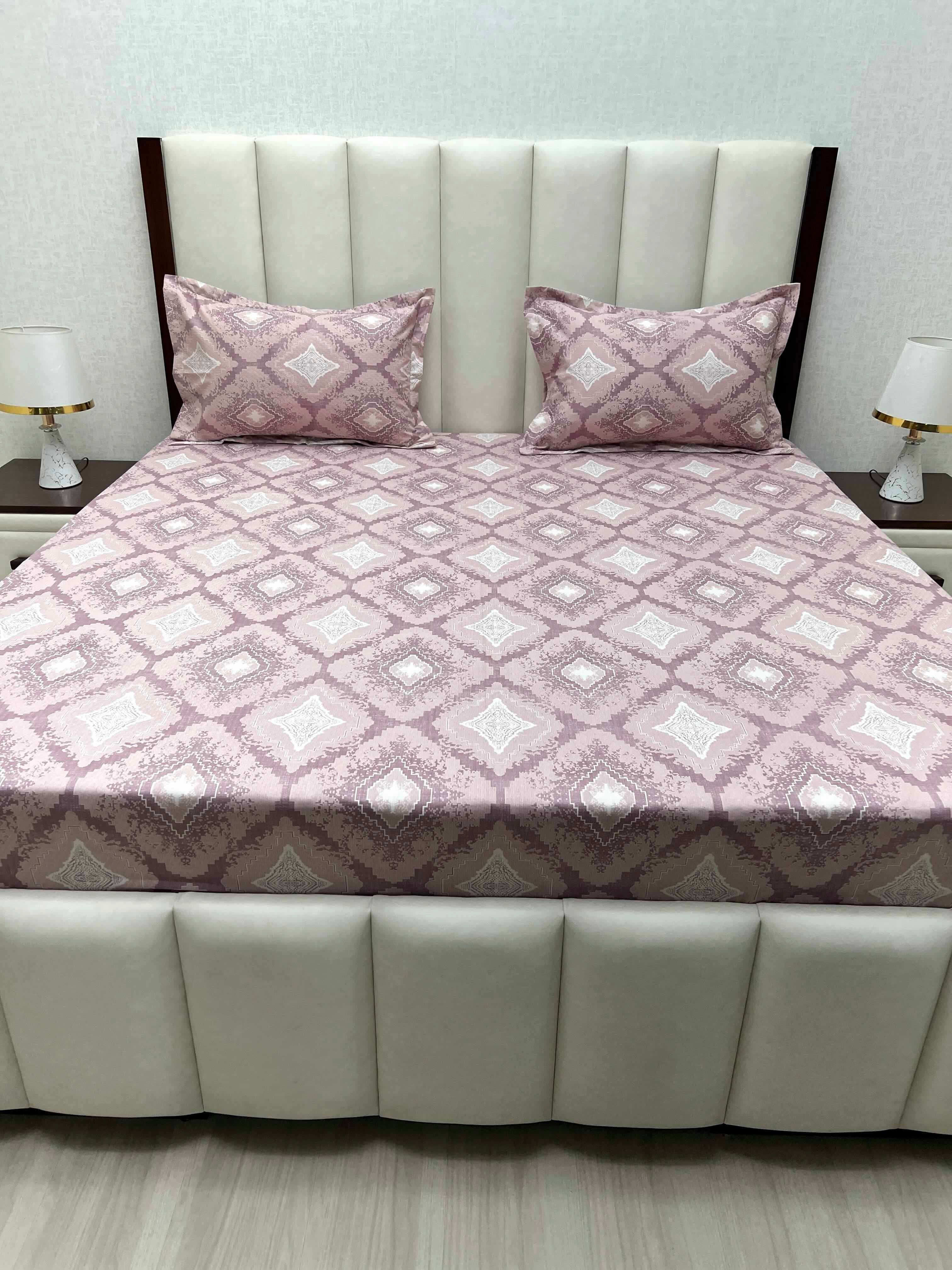 A-4517 - Pure Cotton 250 TC Queen Size Double Bedsheet (228X254) with Two Pillow Covers (43X68)