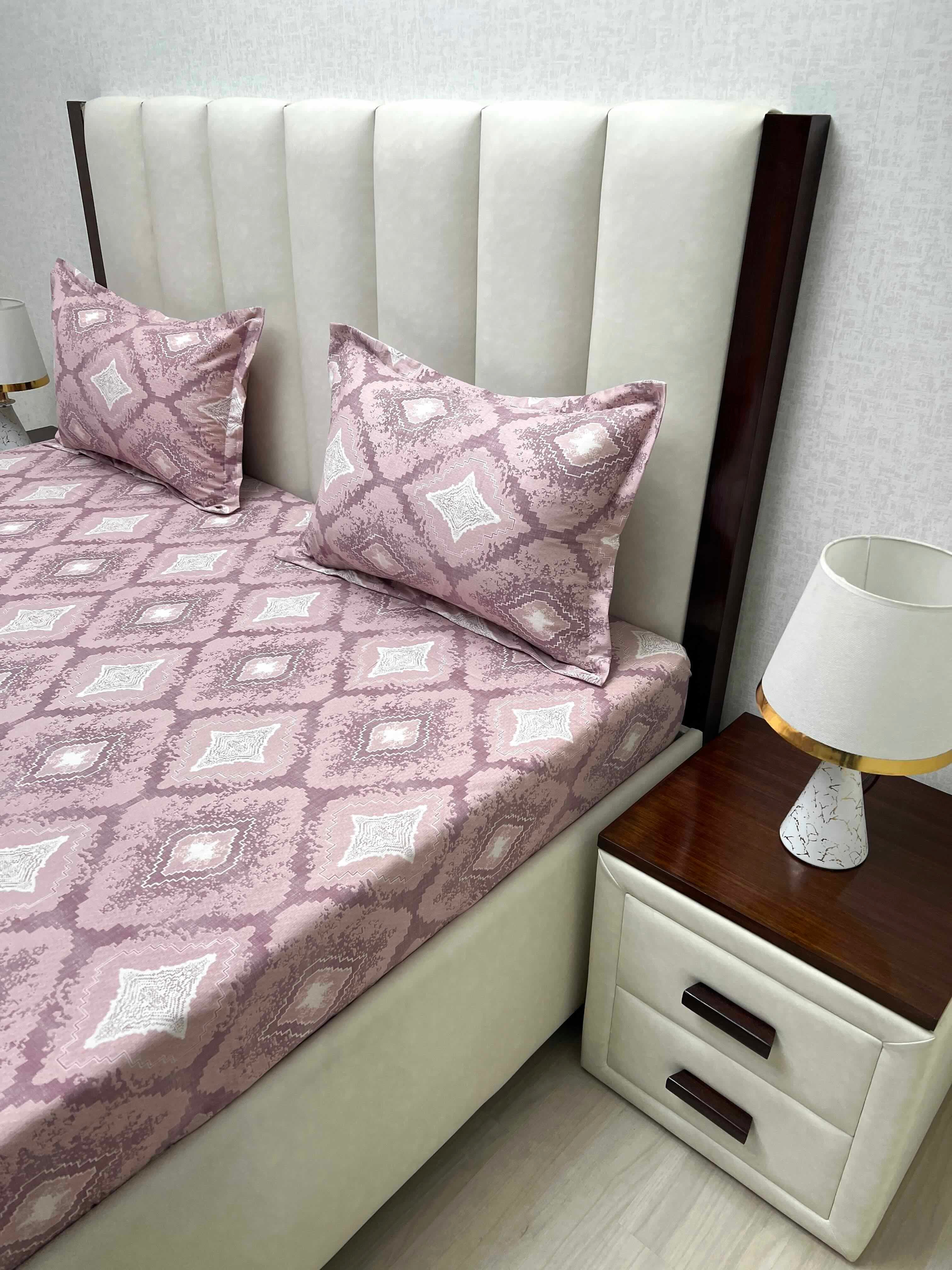 A-4517 - Pure Cotton 250 TC Queen Size Double Bedsheet (228X254) with Two Pillow Covers (43X68)