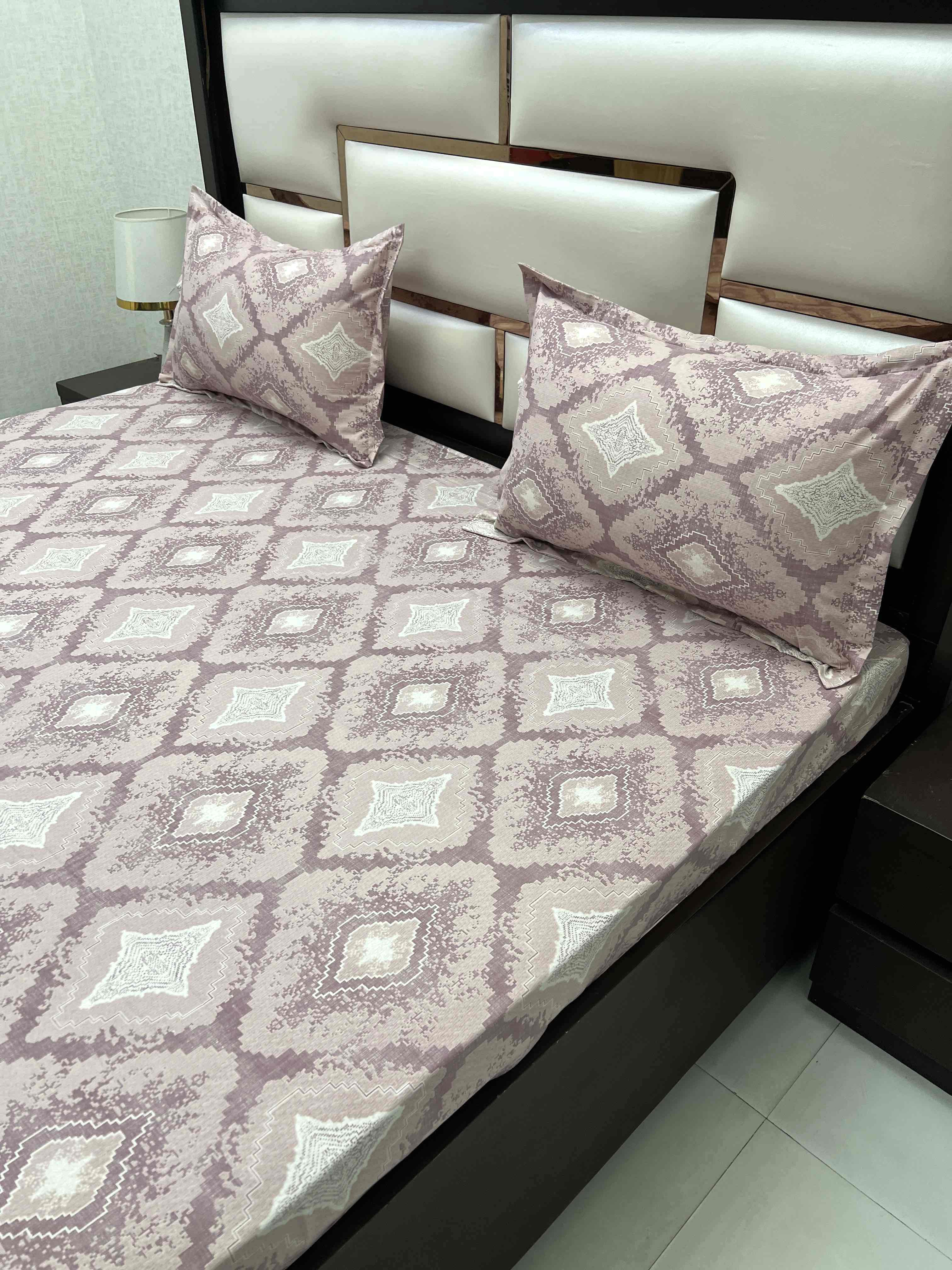 A-4517 - Pure Cotton 250 TC Queen Size Double Bedsheet (228X254) with Two Pillow Covers (43X68)