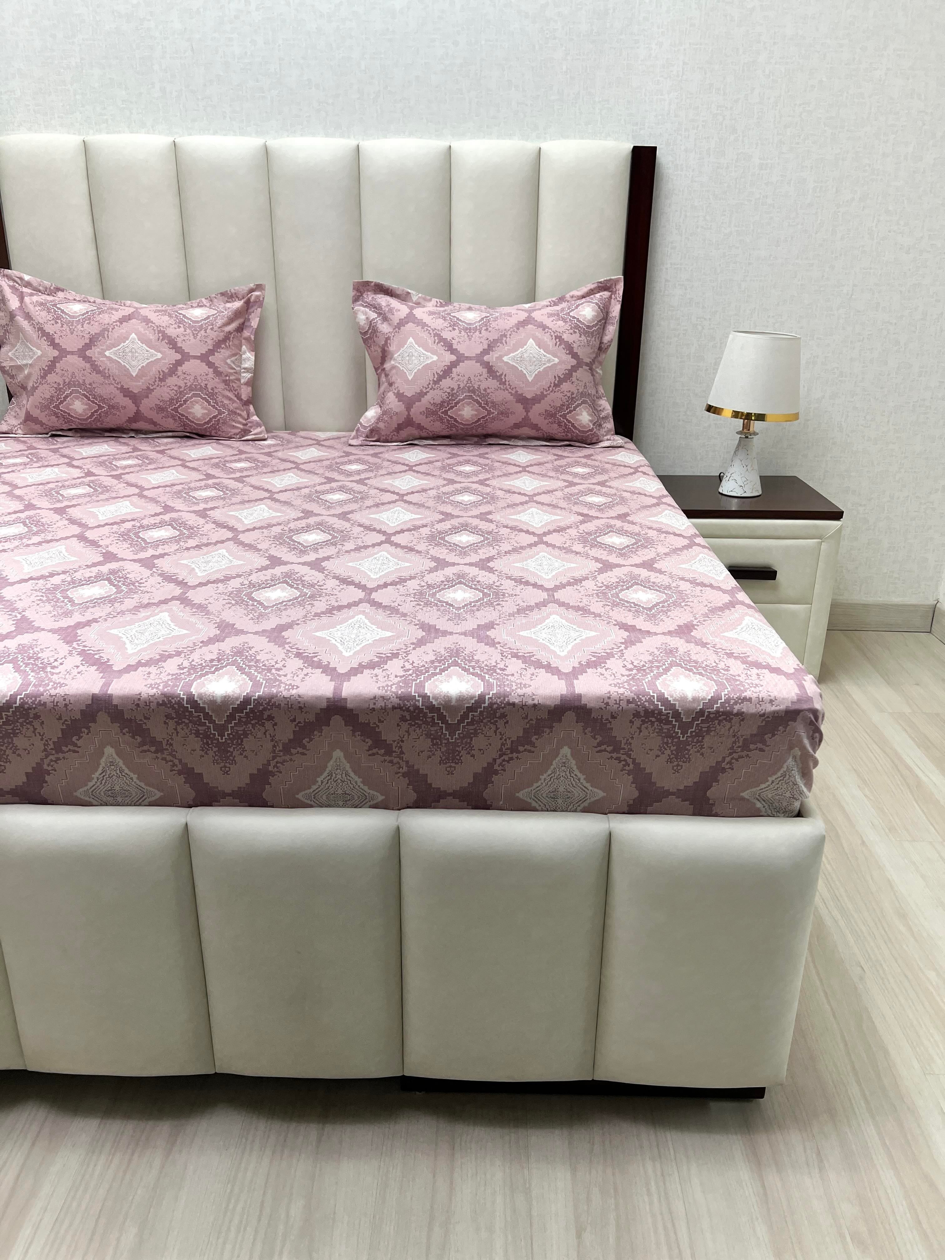 A-4517 - Pure Cotton 250 TC Queen Size Double Bedsheet (228X254) with Two Pillow Covers (43X68)