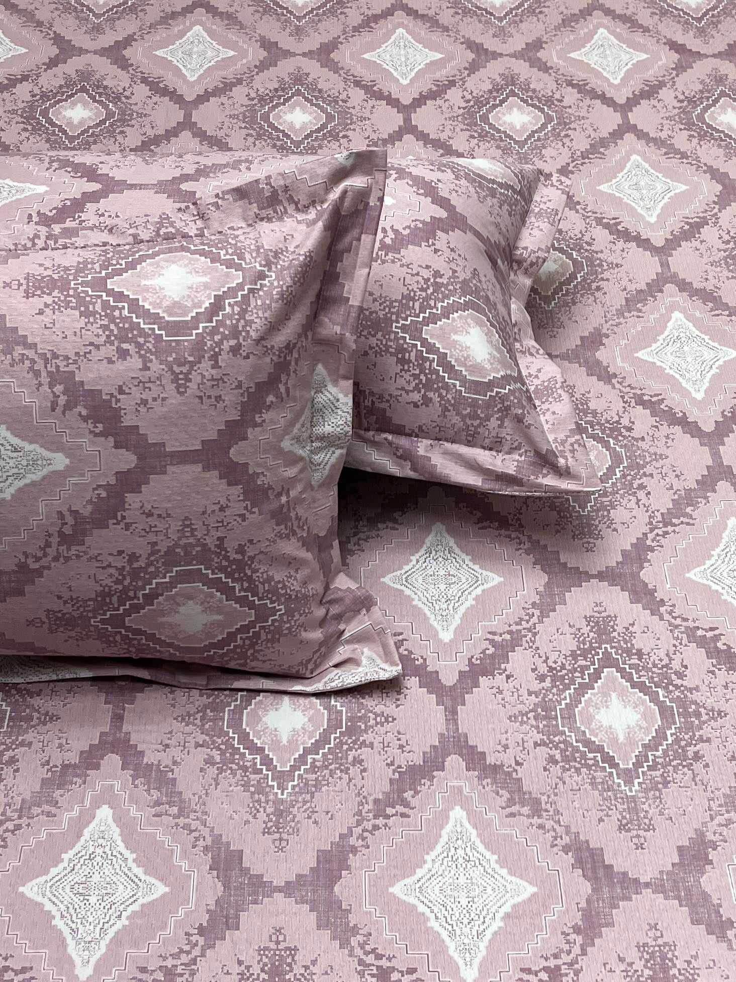 A-4517 - Pure Cotton 250 TC Queen Size Double Bedsheet (228X254) with Two Pillow Covers (43X68)