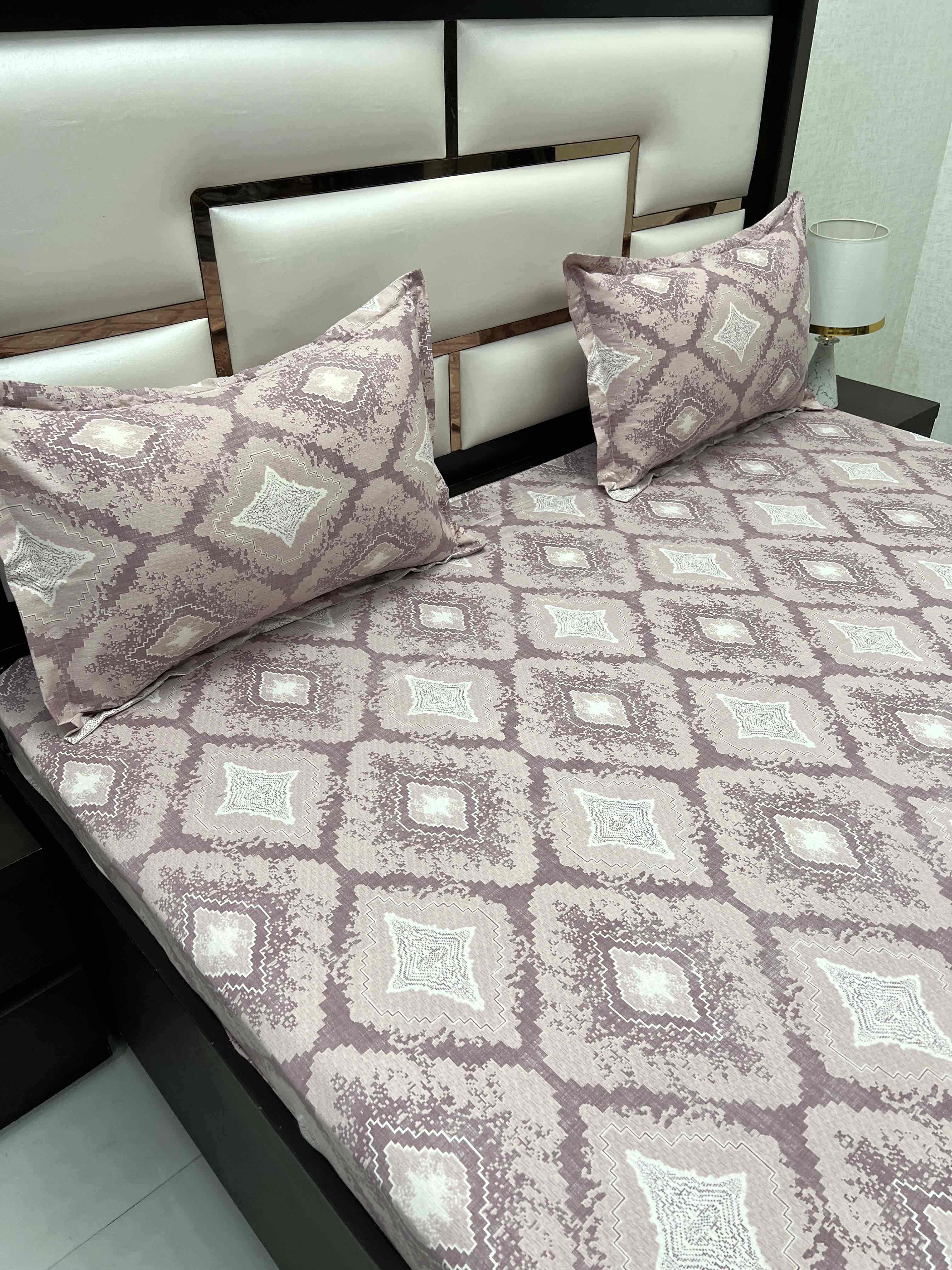 A-4517 - Pure Cotton 250 TC Queen Size Double Bedsheet (228X254) with Two Pillow Covers (43X68)