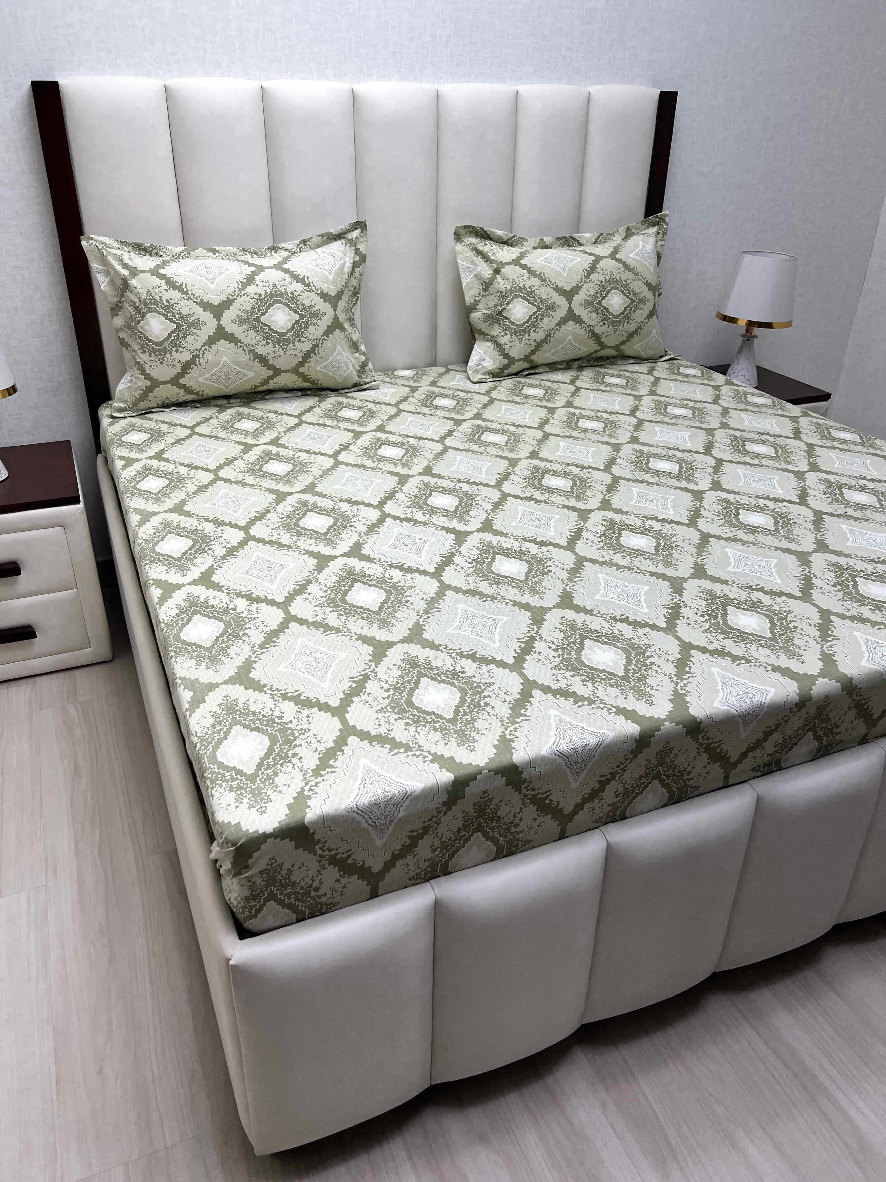 A-4518 - Pure Cotton 250 TC Queen Size Double Bedsheet (228X254) with Two Pillow Covers (43X68)