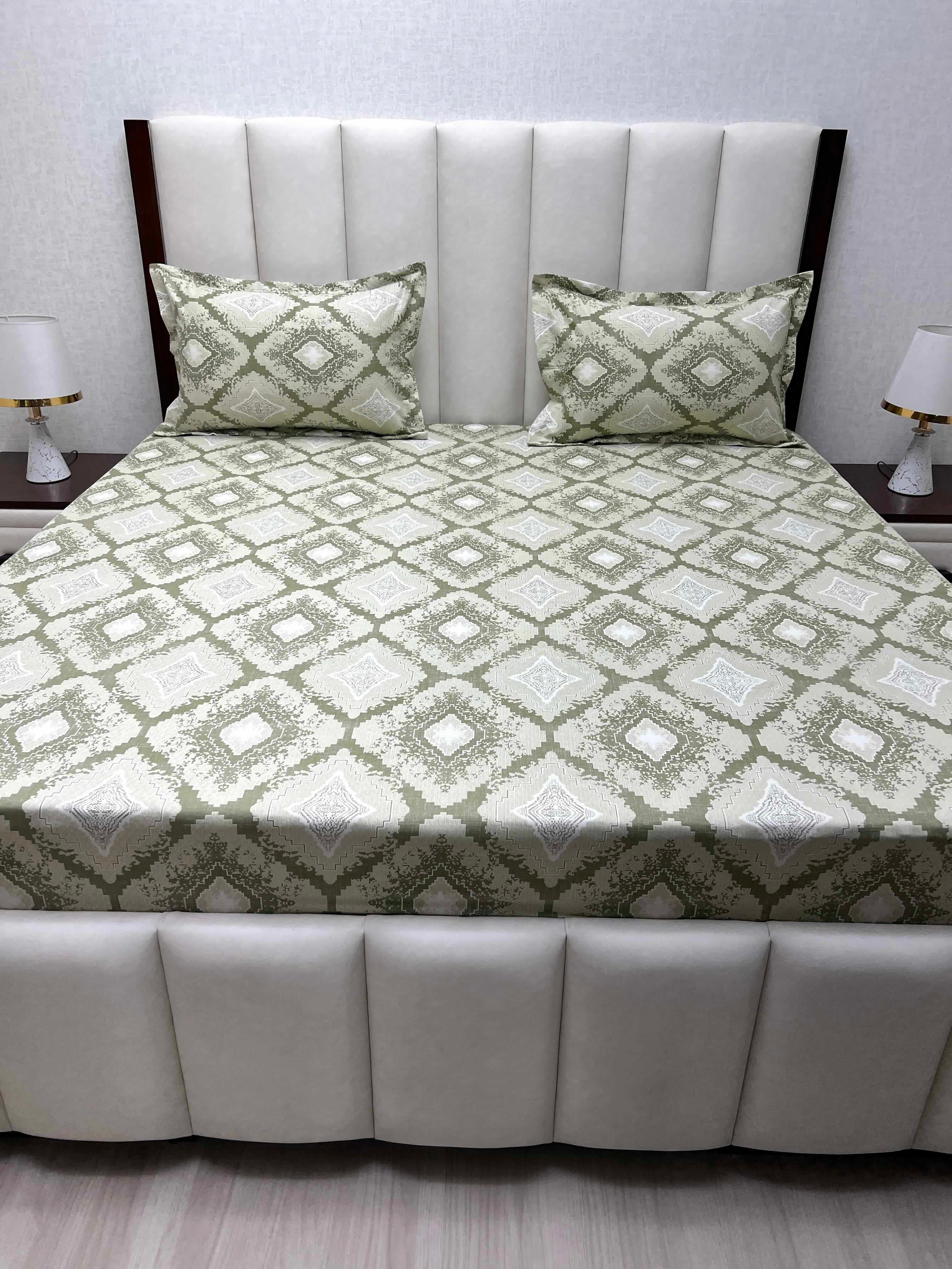 A-4518 - Pure Cotton 250 TC Queen Size Double Bedsheet (228X254) with Two Pillow Covers (43X68)