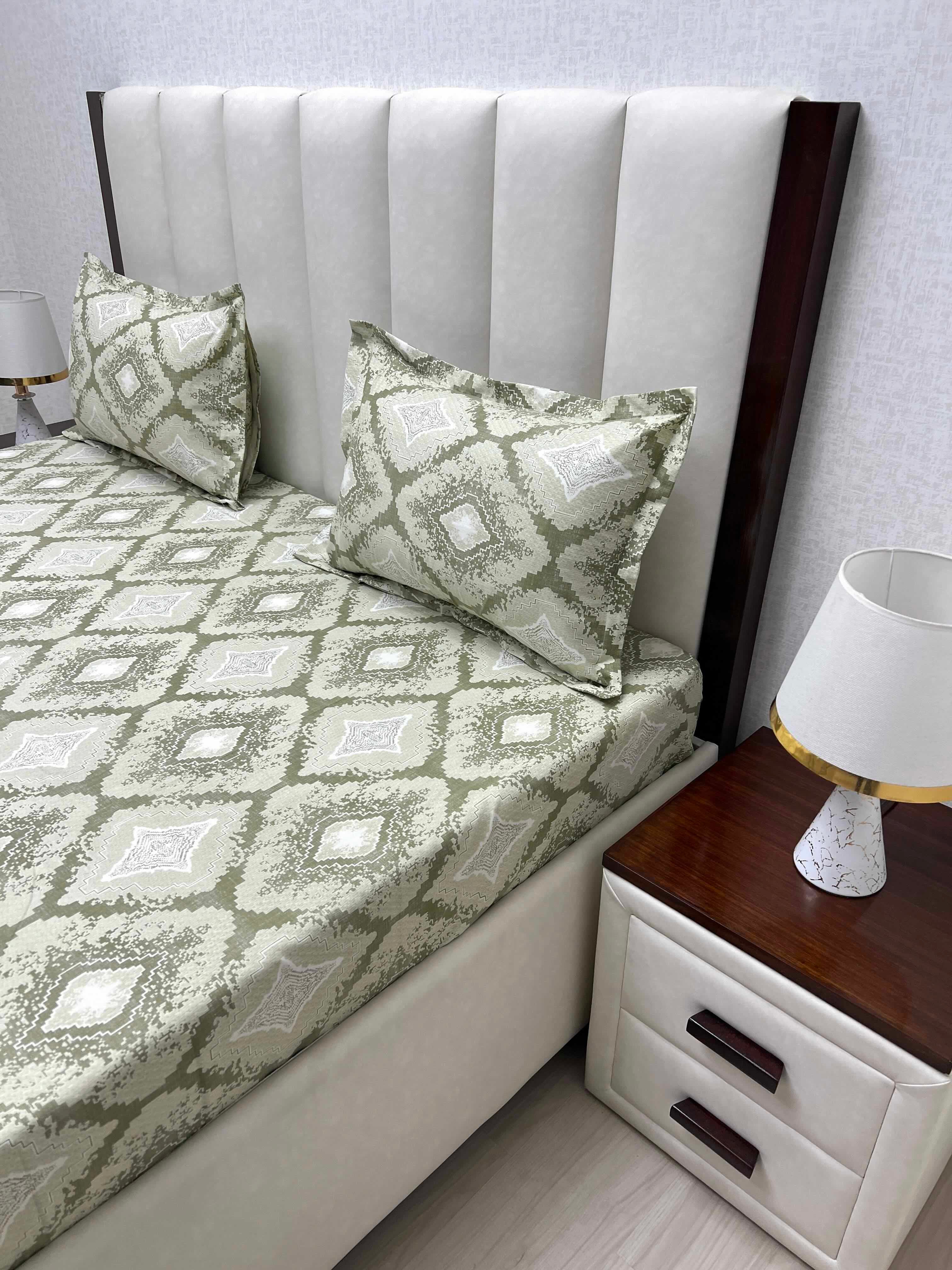 A-4518 - Pure Cotton 250 TC Queen Size Double Bedsheet (228X254) with Two Pillow Covers (43X68)