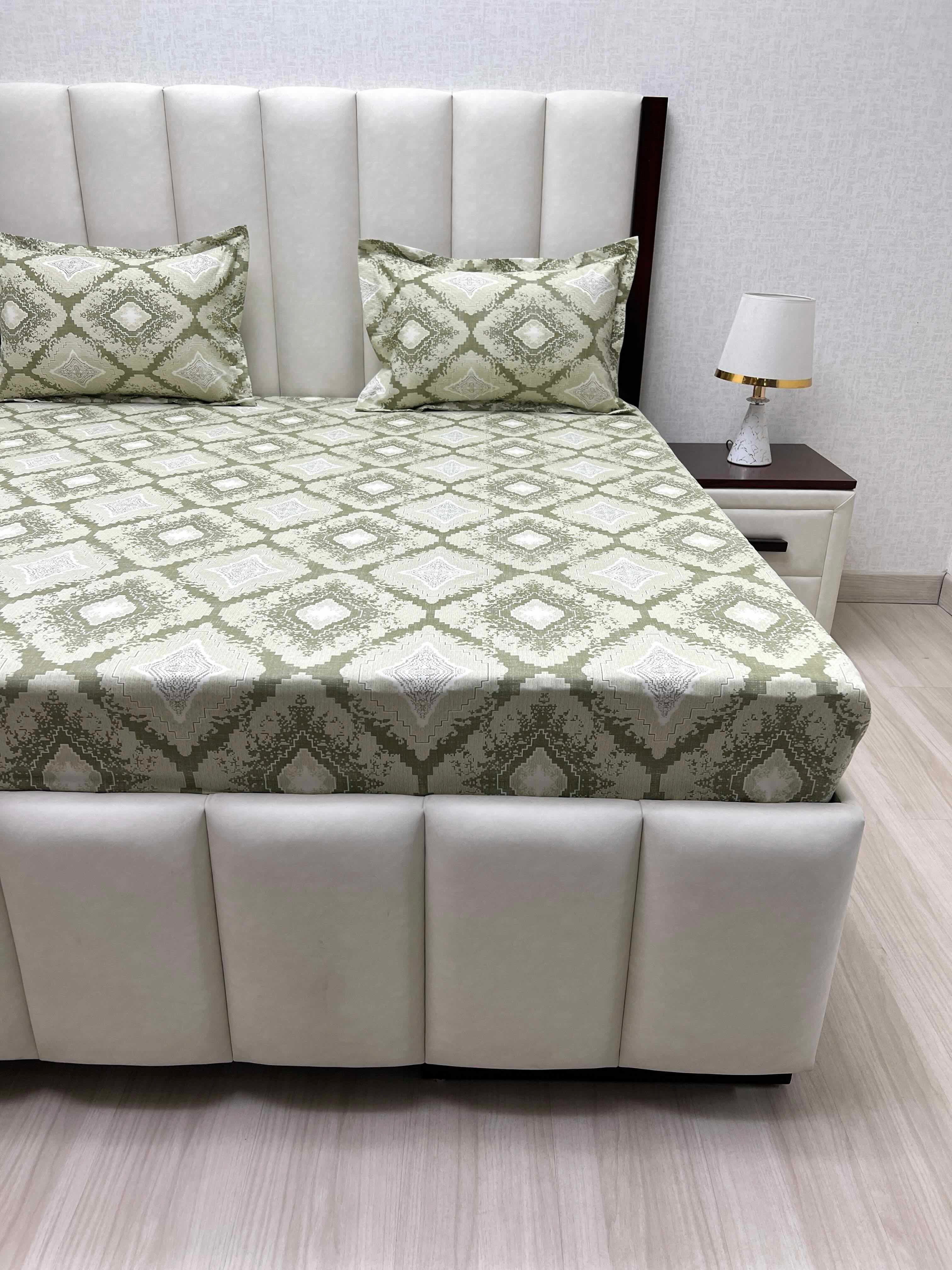 A-4518 - Pure Cotton 250 TC Queen Size Double Bedsheet (228X254) with Two Pillow Covers (43X68)
