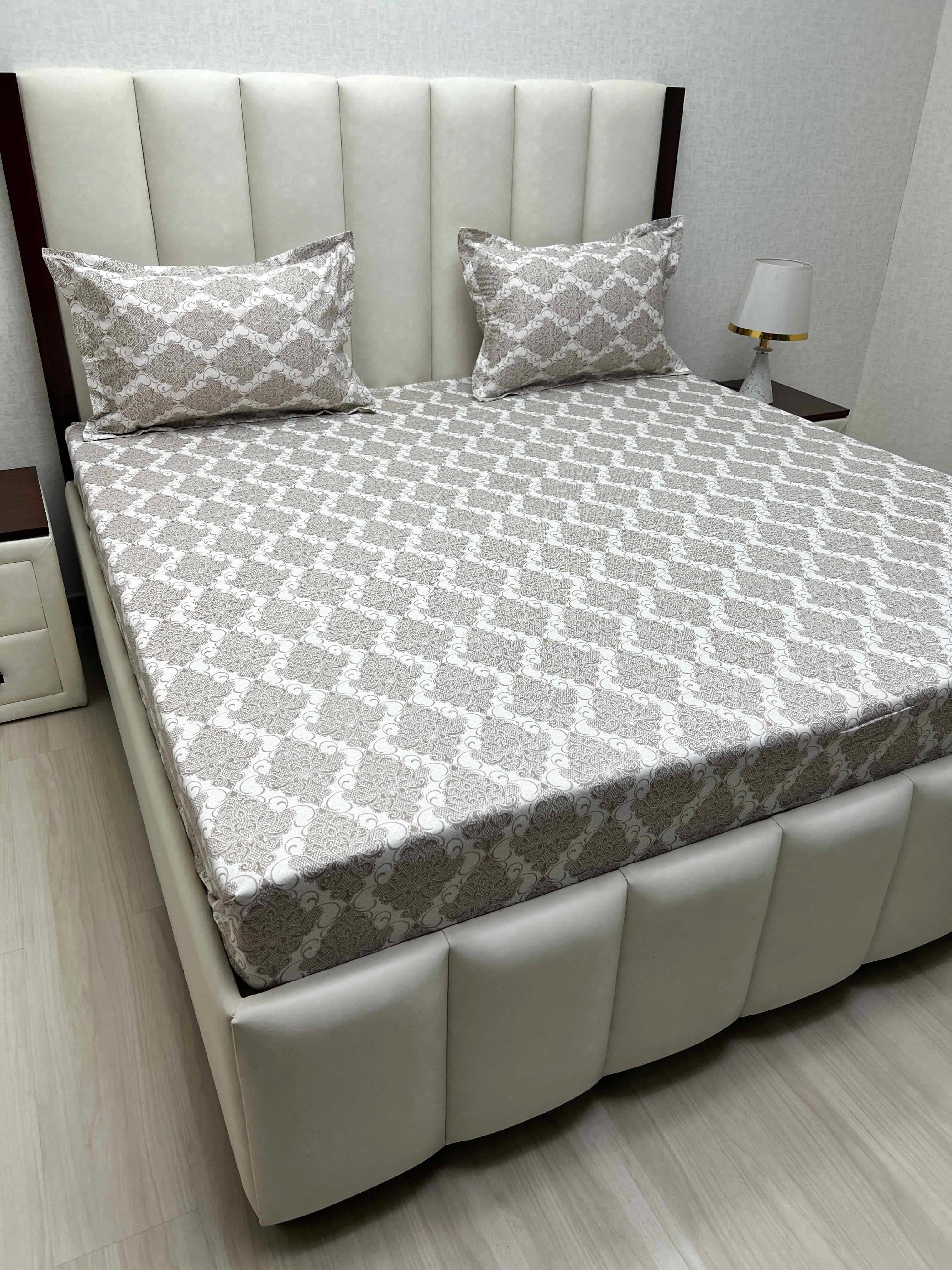 A-4519 - Pure Cotton 250 TC Queen Size Double Bedsheet (228X254) with Two Pillow Covers (43X68)