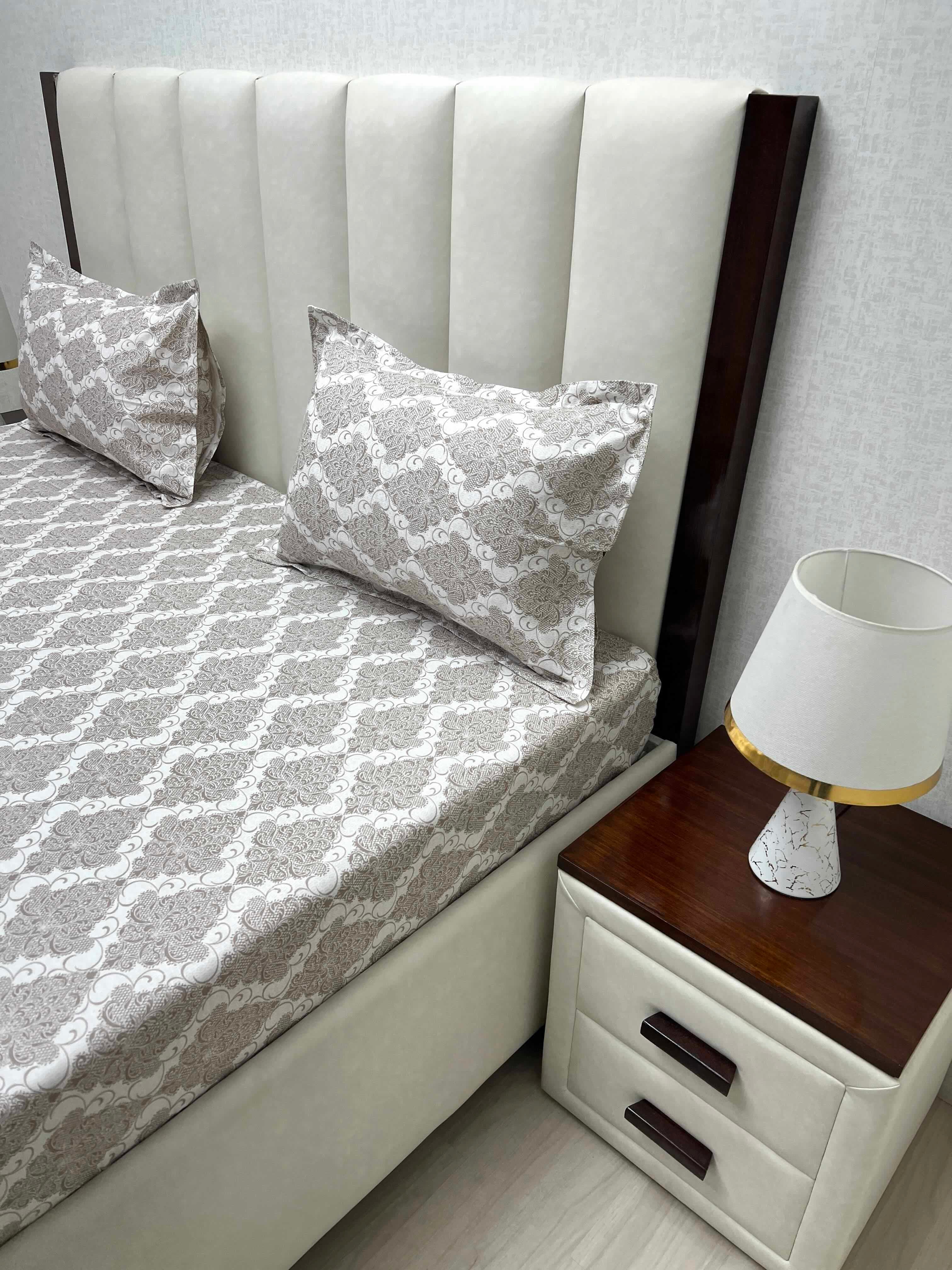 A-4519 - Pure Cotton 250 TC Queen Size Double Bedsheet (228X254) with Two Pillow Covers (43X68)