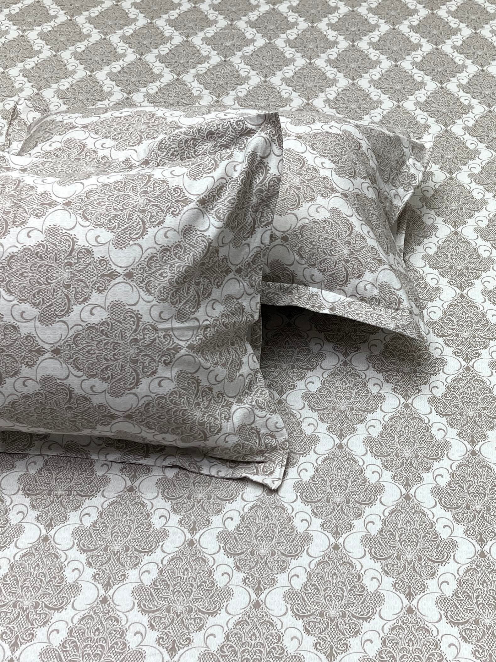 A-4519 - Pure Cotton 250 TC Queen Size Double Bedsheet (228X254) with Two Pillow Covers (43X68)