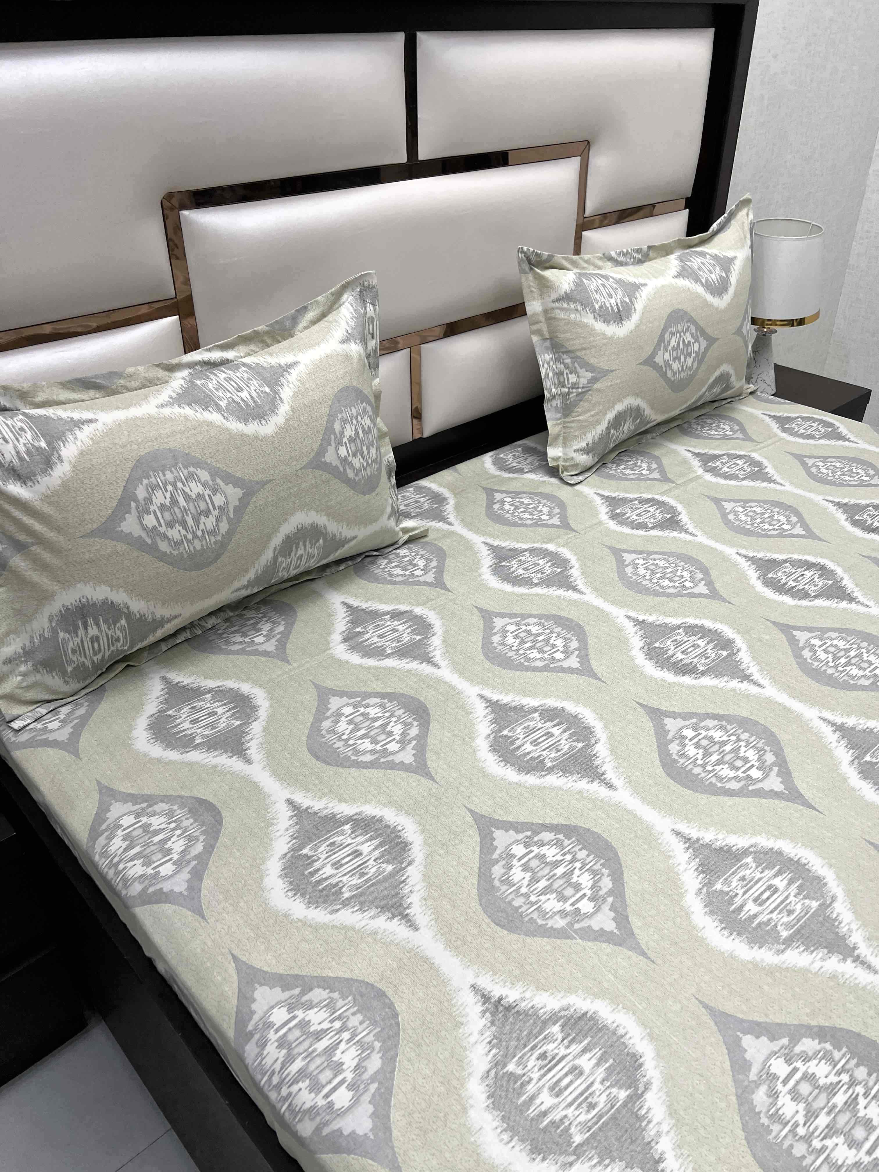 A-4521 - Pure Cotton 250 TC Queen Size Double Bedsheet (228X254) with Two Pillow Covers (43X68)