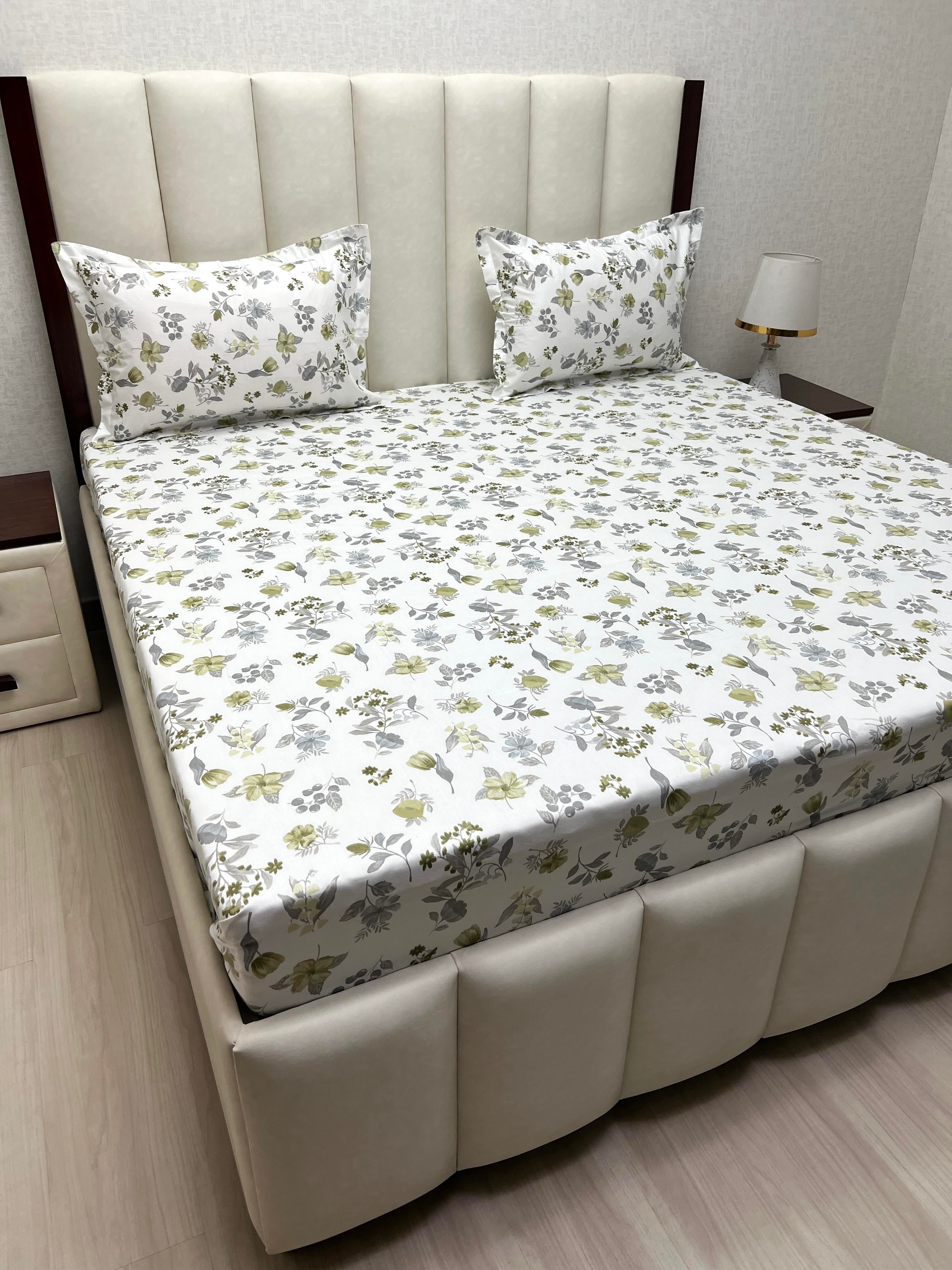 A-4522 - Pure Cotton 250 TC Queen Size Double Bedsheet (228X254) with Two Pillow Covers (43X68)