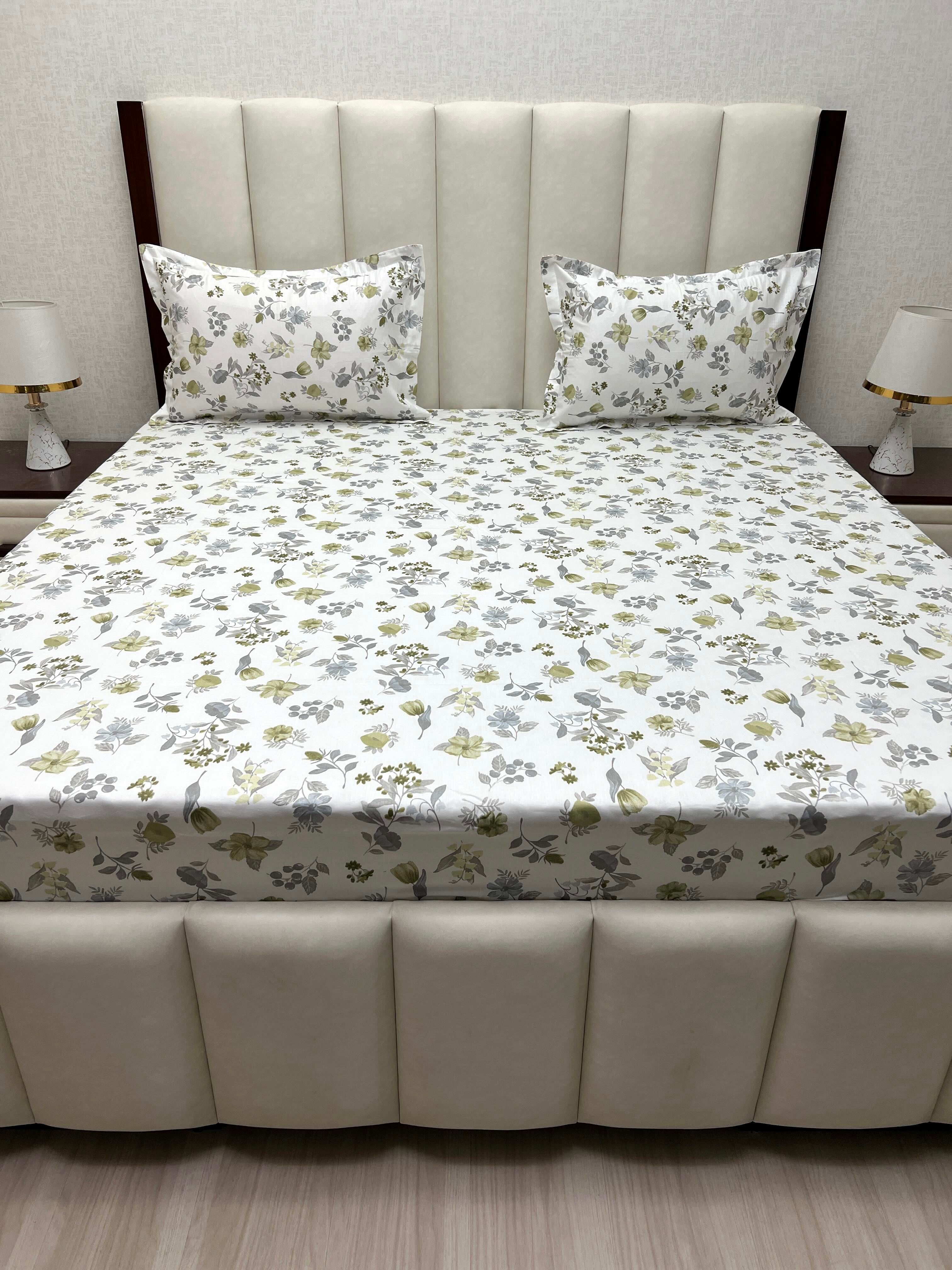 A-4522 - Pure Cotton 250 TC Queen Size Double Bedsheet (228X254) with Two Pillow Covers (43X68)