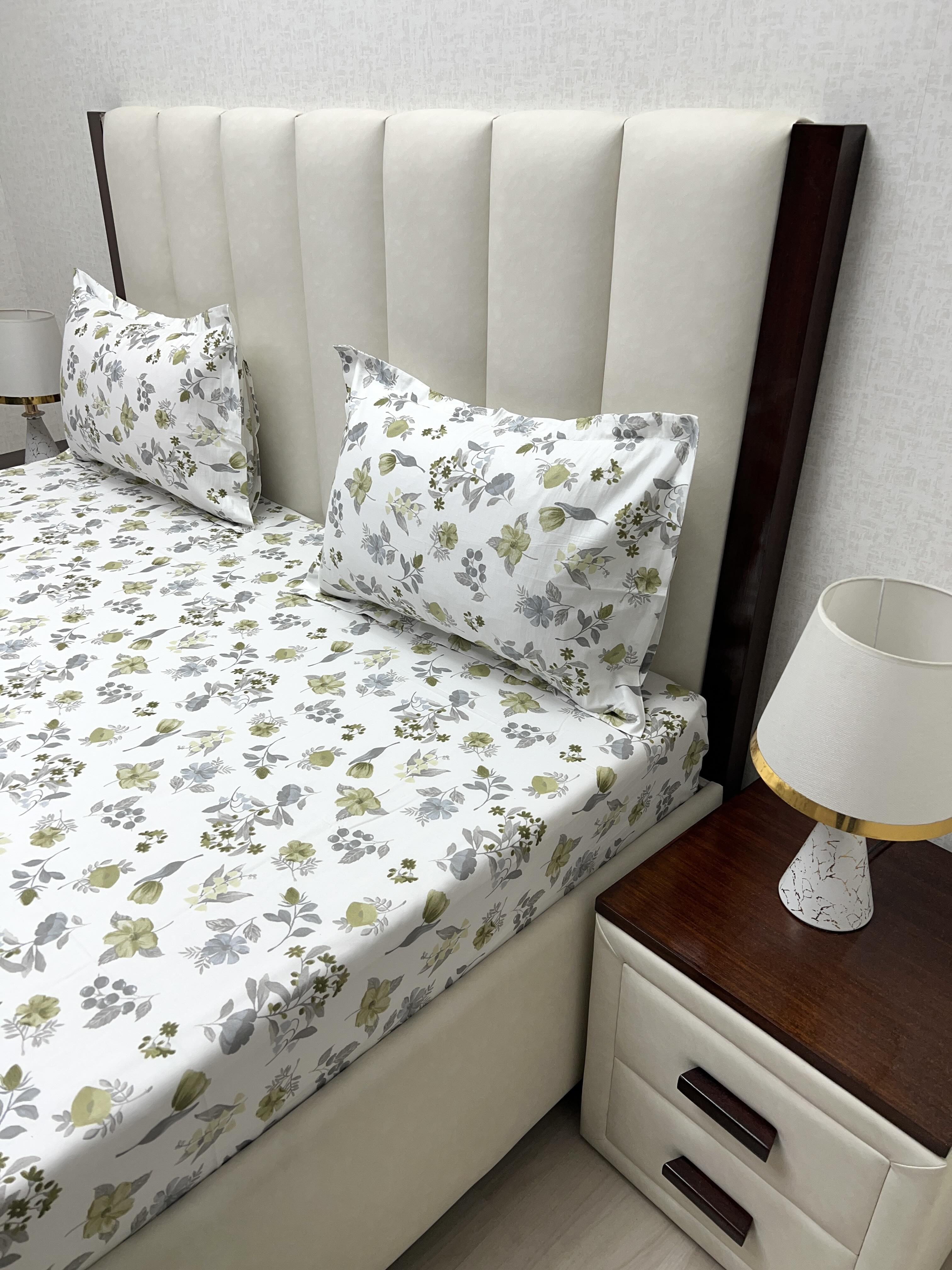 A-4522 - Pure Cotton 250 TC Queen Size Double Bedsheet (228X254) with Two Pillow Covers (43X68)