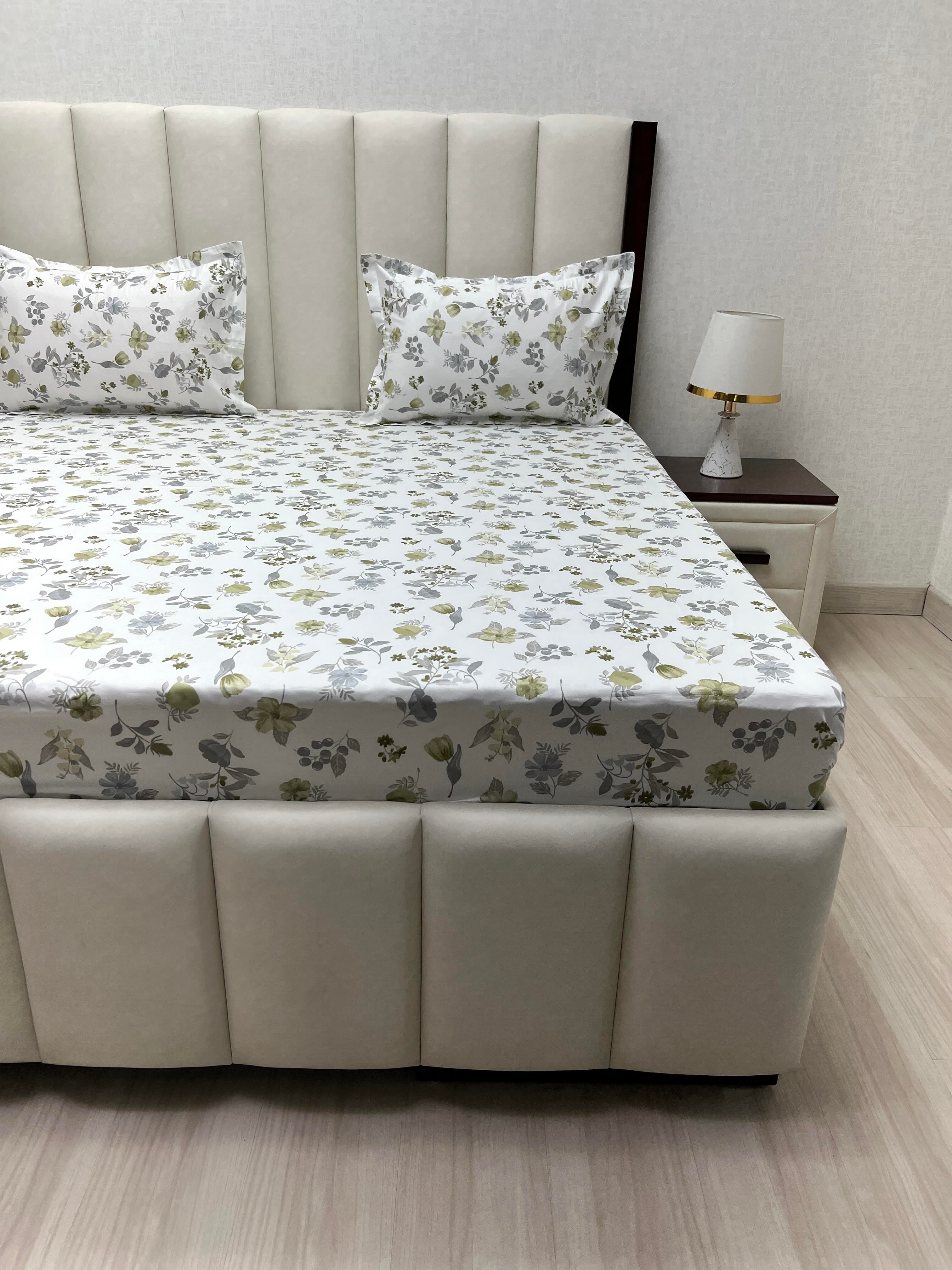 A-4522 - Pure Cotton 250 TC Queen Size Double Bedsheet (228X254) with Two Pillow Covers (43X68)