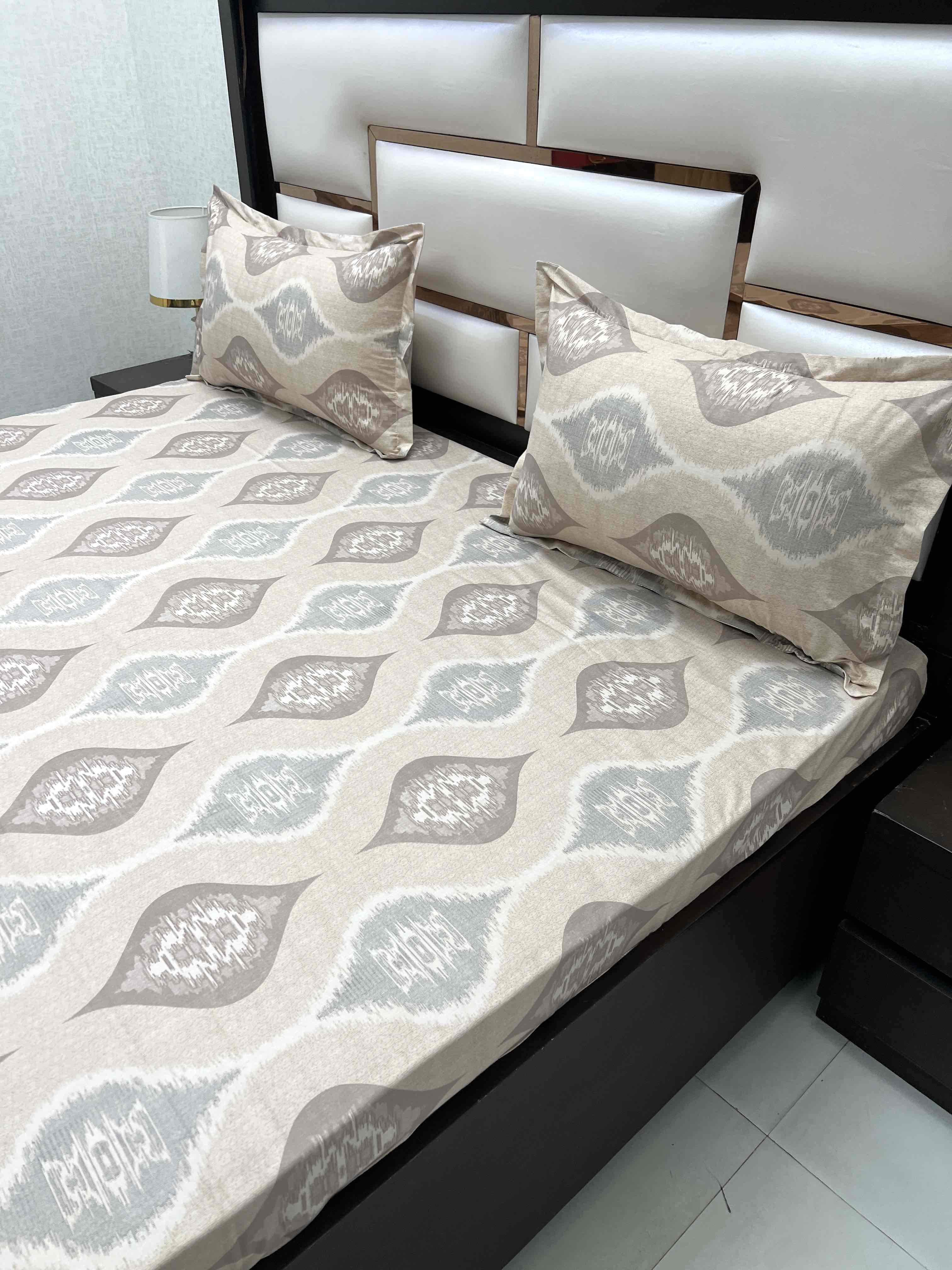 A-4525 - Pure Cotton 250 TC Queen Size Double Bedsheet (228X254) with Two Pillow Covers (43X68)