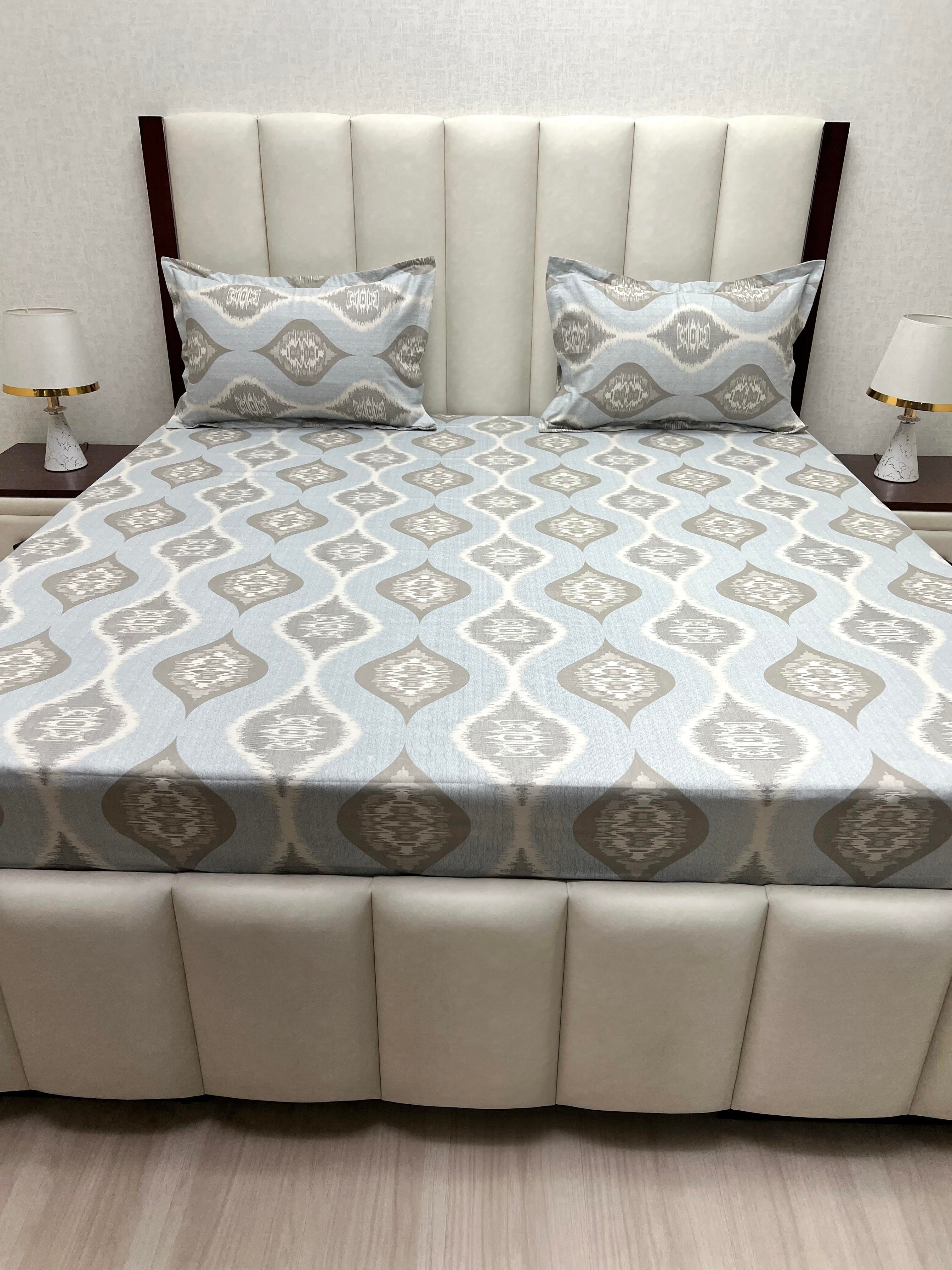 A-4526 - Pure Cotton 250 TC Queen Size Double Bedsheet (228X254) with Two Pillow Covers (43X68)