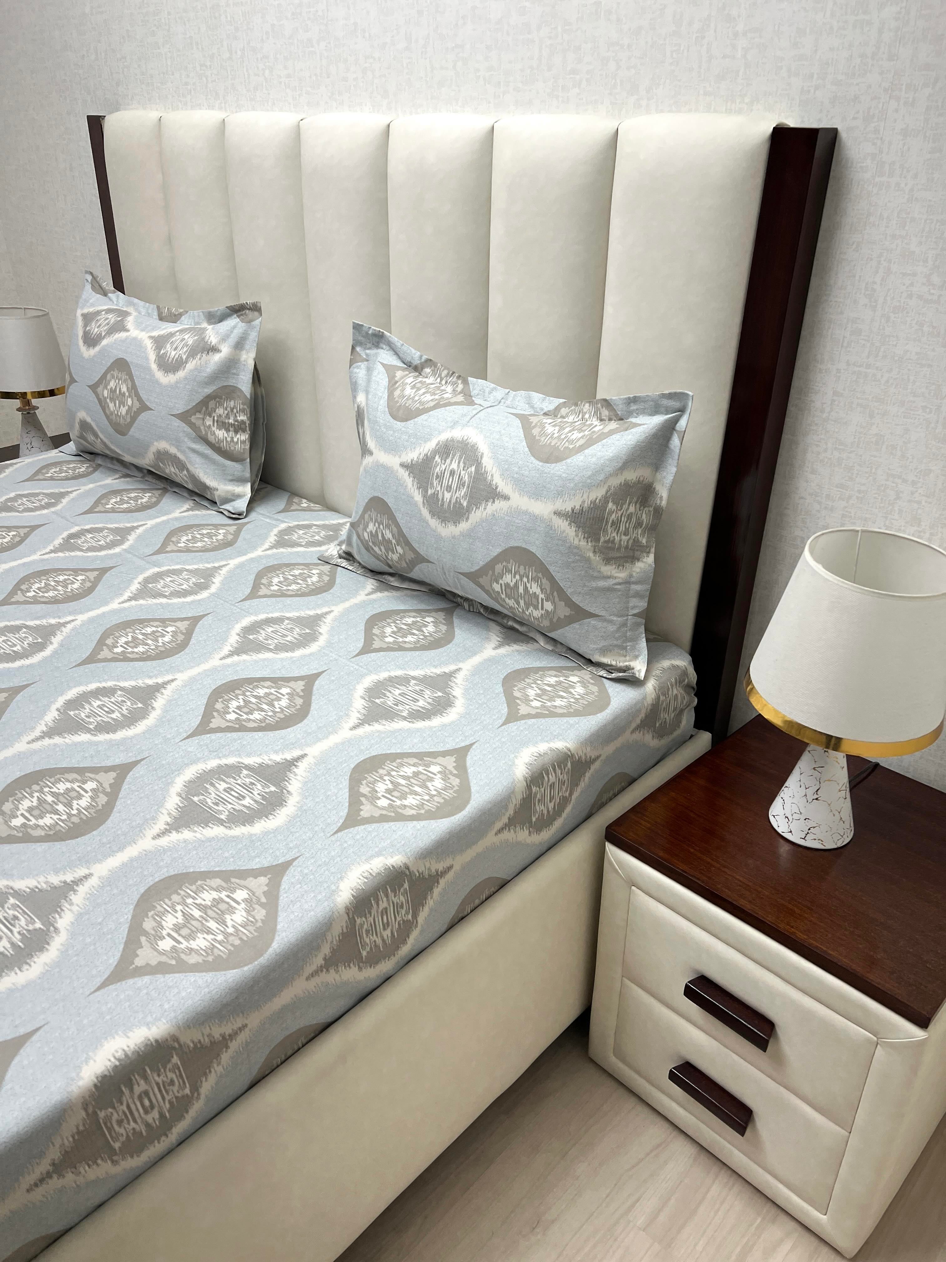 A-4526 - Pure Cotton 250 TC Queen Size Double Bedsheet (228X254) with Two Pillow Covers (43X68)