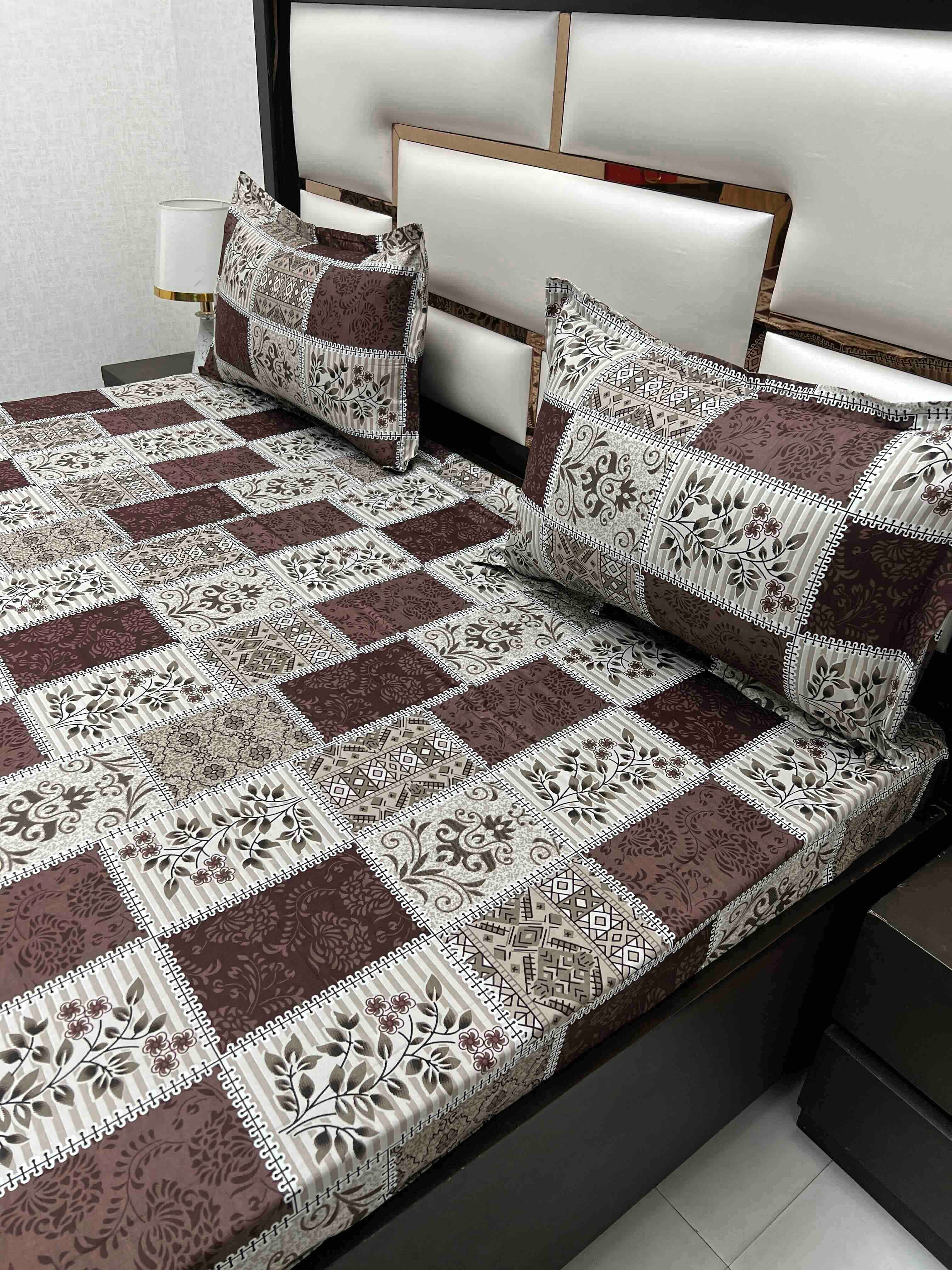 A-4529 - Pure Cotton 180 TC King Size Double Bedsheet (274X274) with Two Pillow Covers (50X76)