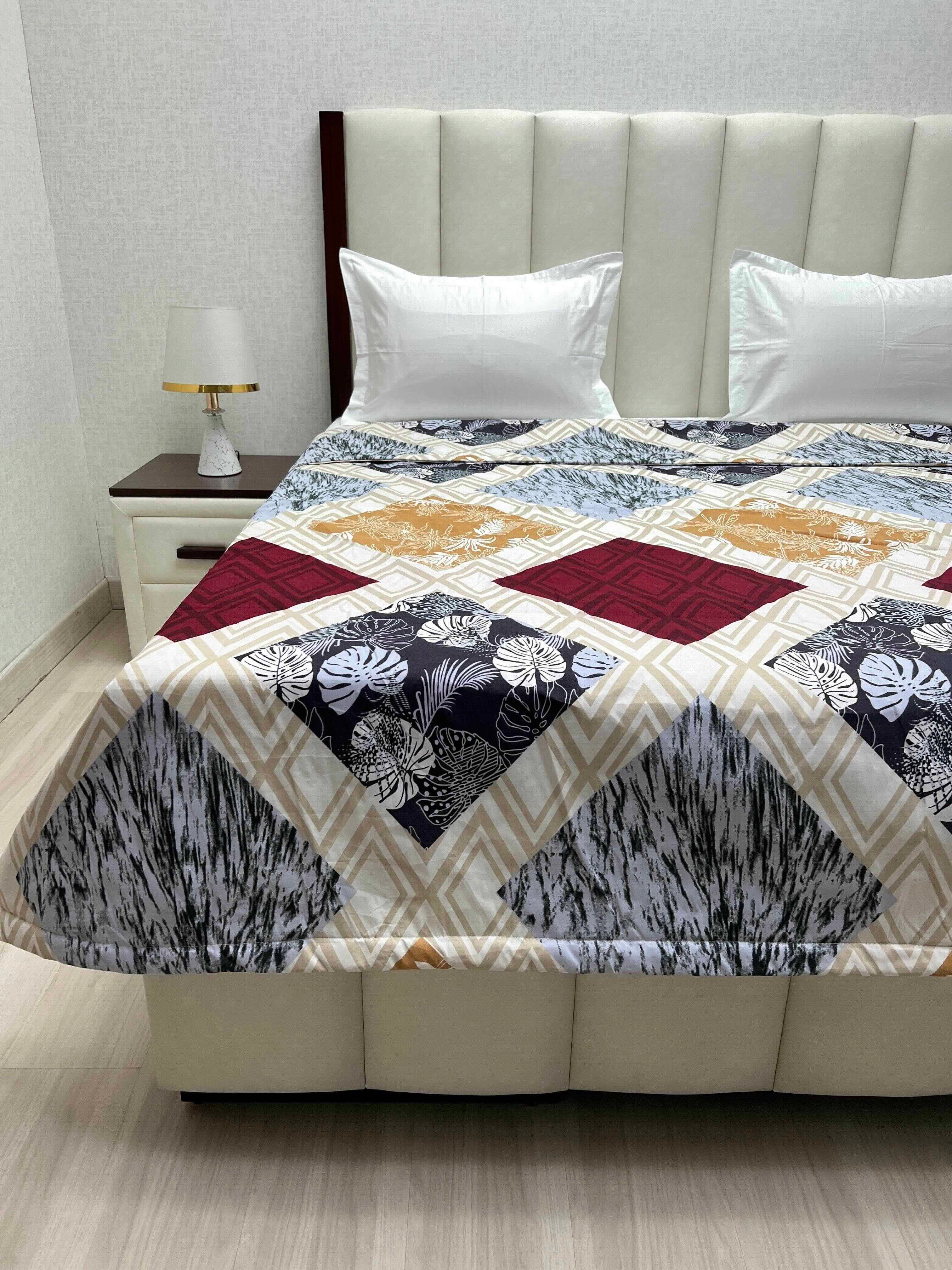 A-4531 - Microfiber 150 GSM King Size Reversible Double Bed Comforter with Filling of Polyfill (221X246)
