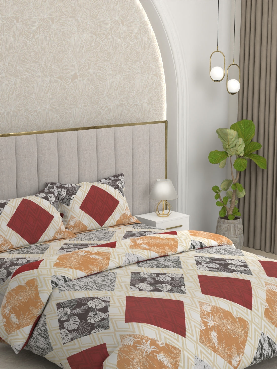 A-4533 - Microfiber 130 GSM King Size Reversible Double Bed Comforter (221X246) with Microfiber 130 GSM Queen Size Bedsheet (228X254) for Double Bed with 2 Pillow Covers (43X68)