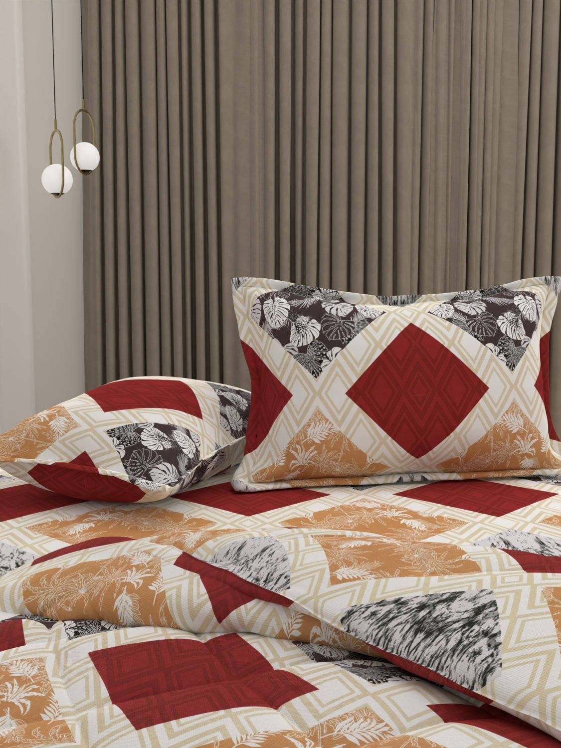 A-4533 - Microfiber 130 GSM King Size Reversible Double Bed Comforter (221X246) with Microfiber 130 GSM Queen Size Bedsheet (228X254) for Double Bed with 2 Pillow Covers (43X68)