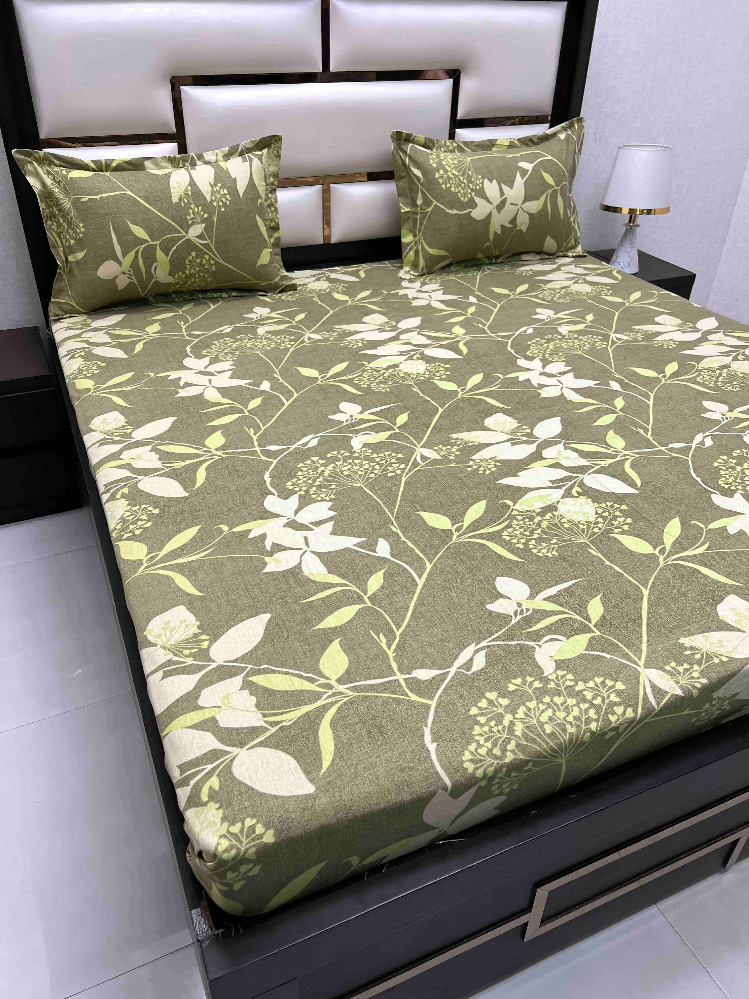 A-4536 Pure Cotton 180 TC King Size Double Bedsheet (274X274) with Two Pillow Covers (50X76)