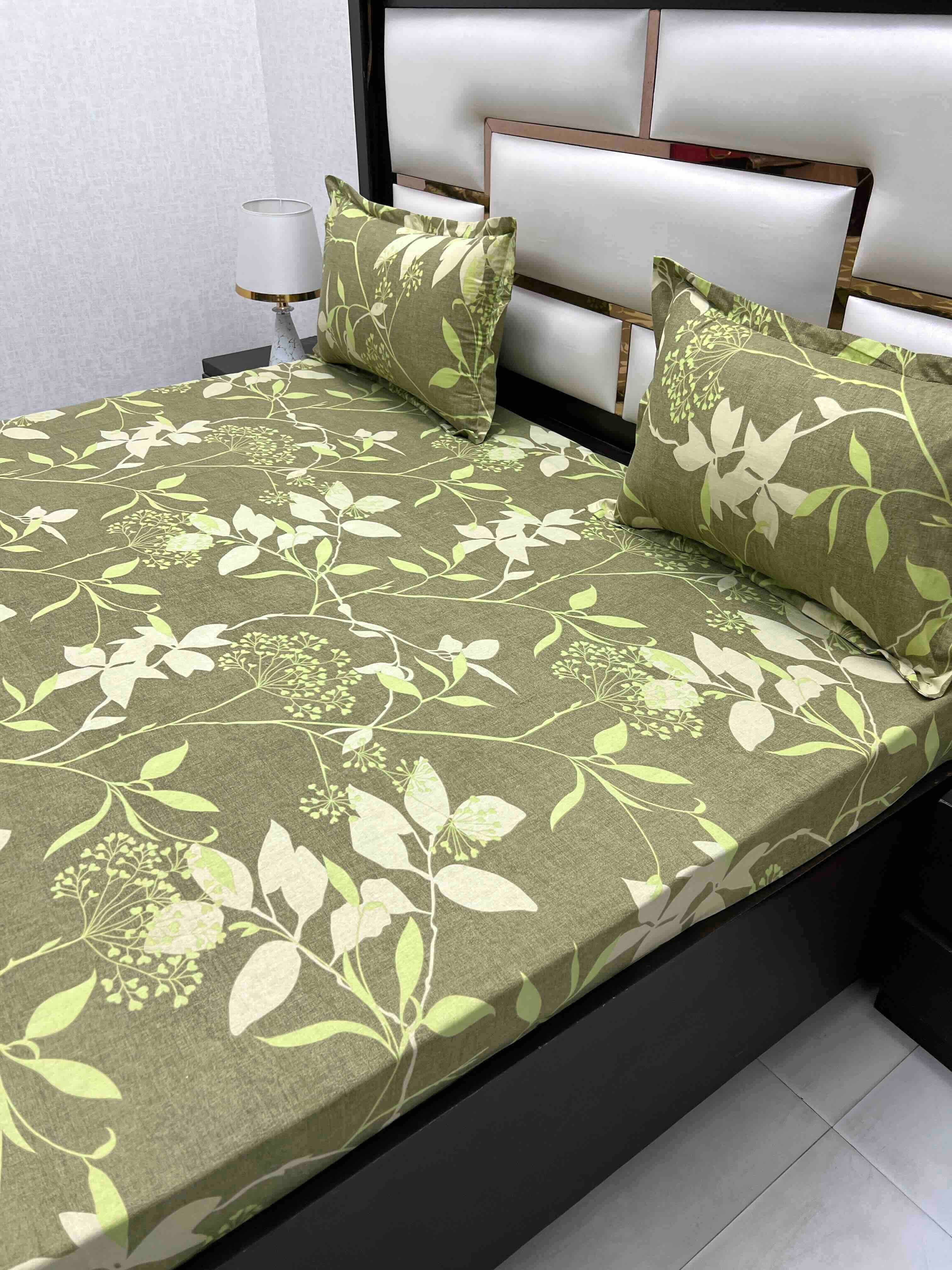 A-4536 Pure Cotton 180 TC King Size Double Bedsheet (274X274) with Two Pillow Covers (50X76)