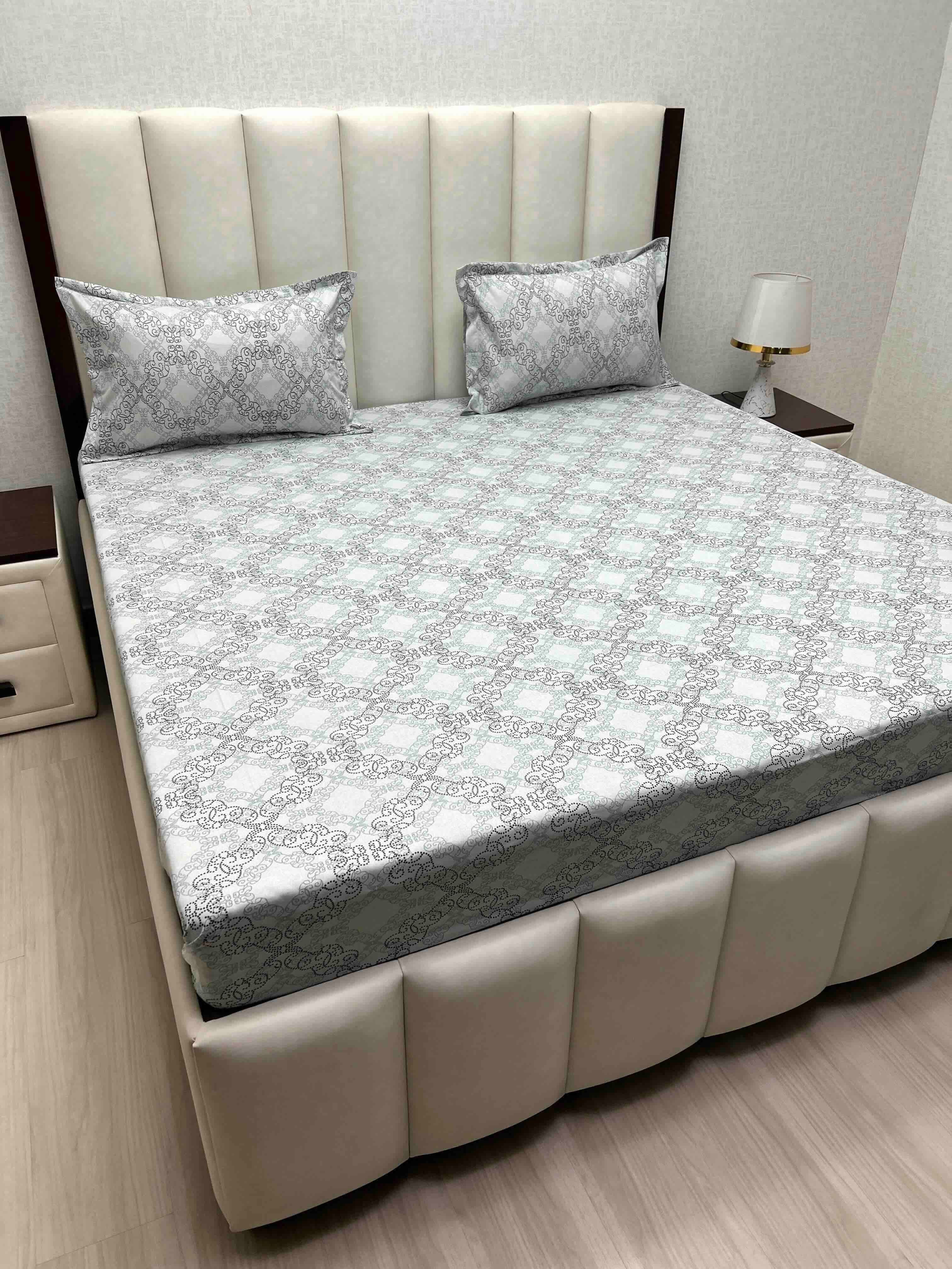 A-4538 Pure Cotton 180 TC King Size Double Bedsheet (274X274) with Two Pillow Covers (50X76)