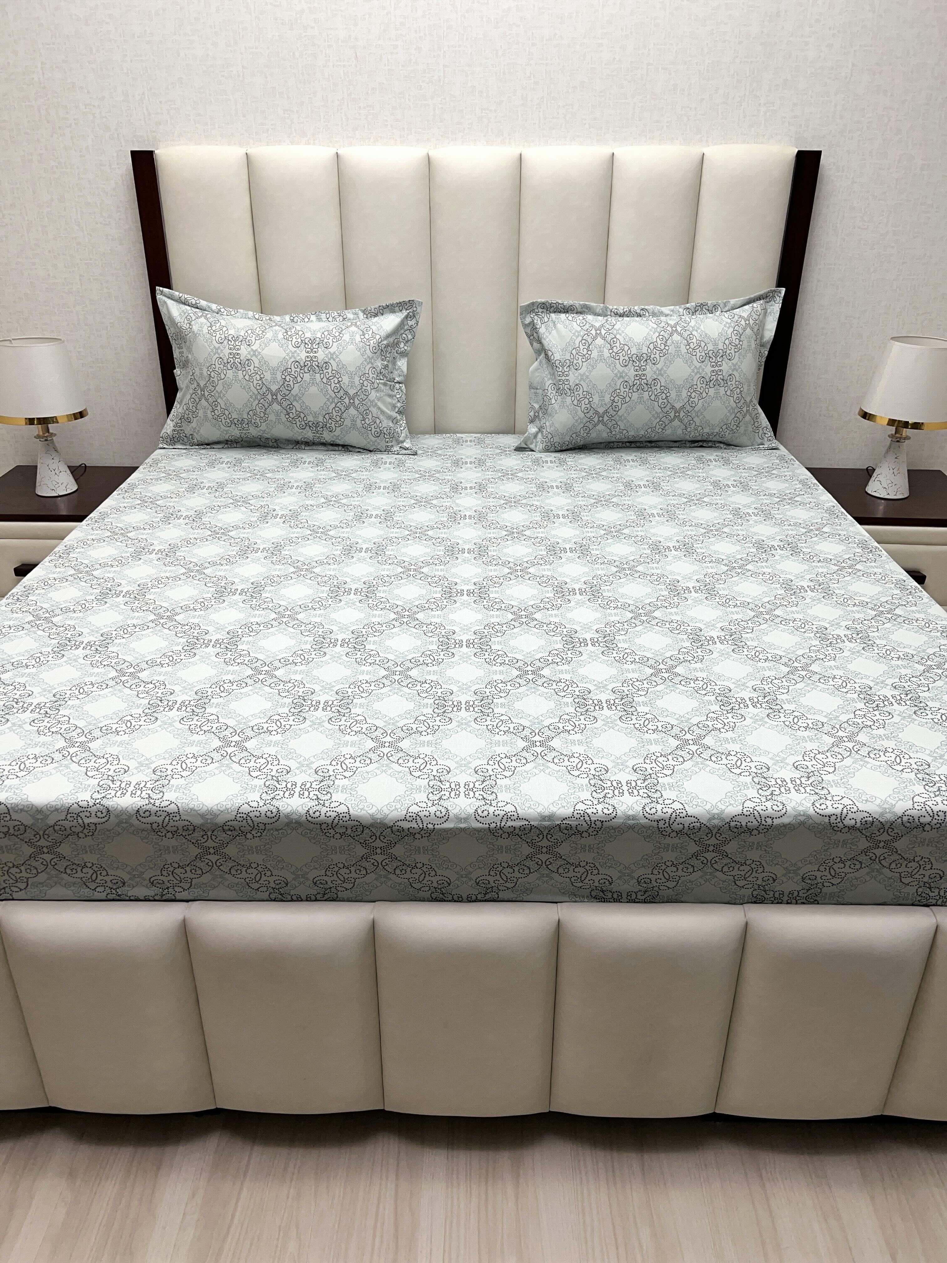 A-4538 Pure Cotton 180 TC King Size Double Bedsheet (274X274) with Two Pillow Covers (50X76)