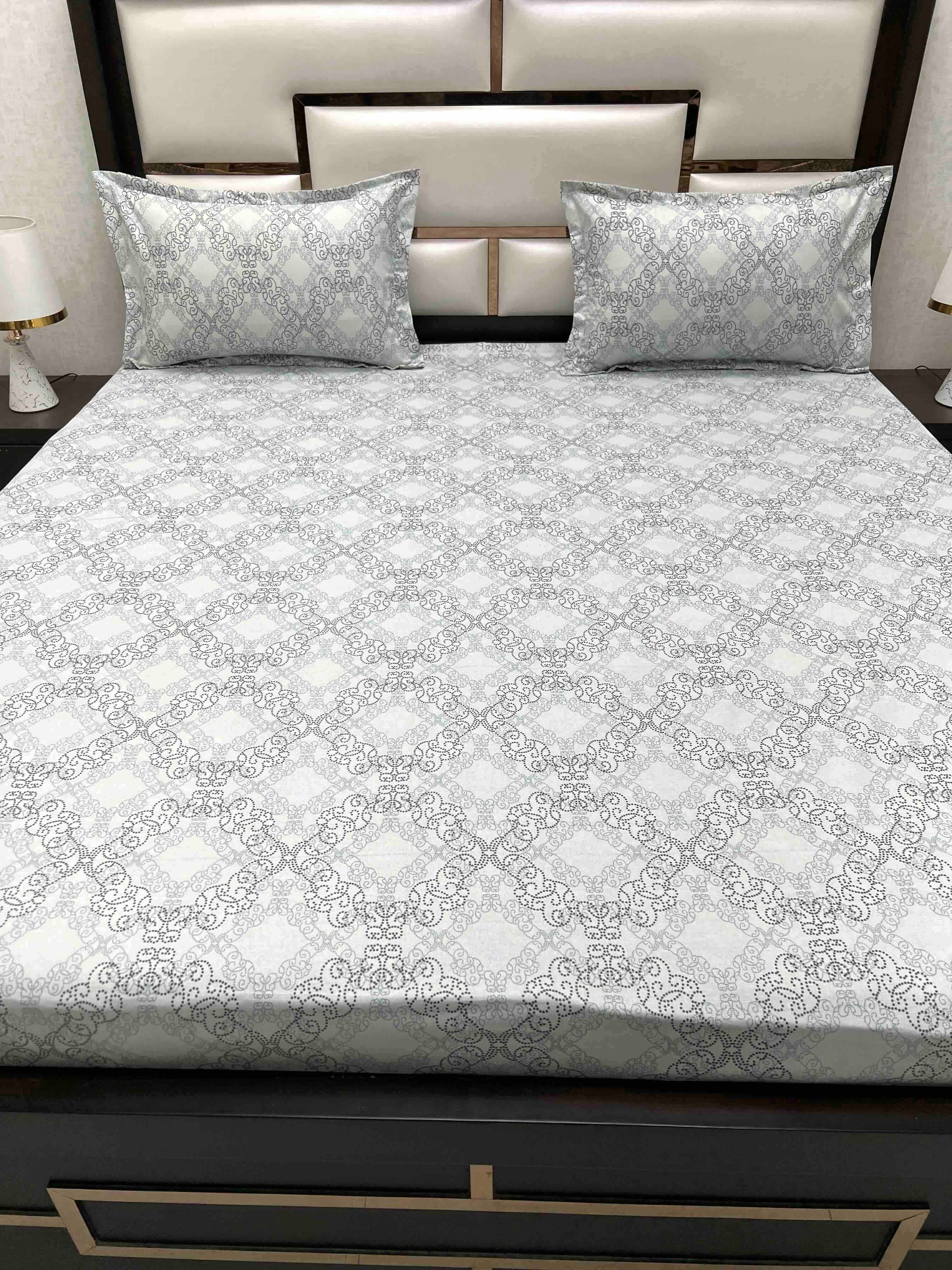 A-4538 Pure Cotton 180 TC King Size Double Bedsheet (274X274) with Two Pillow Covers (50X76)