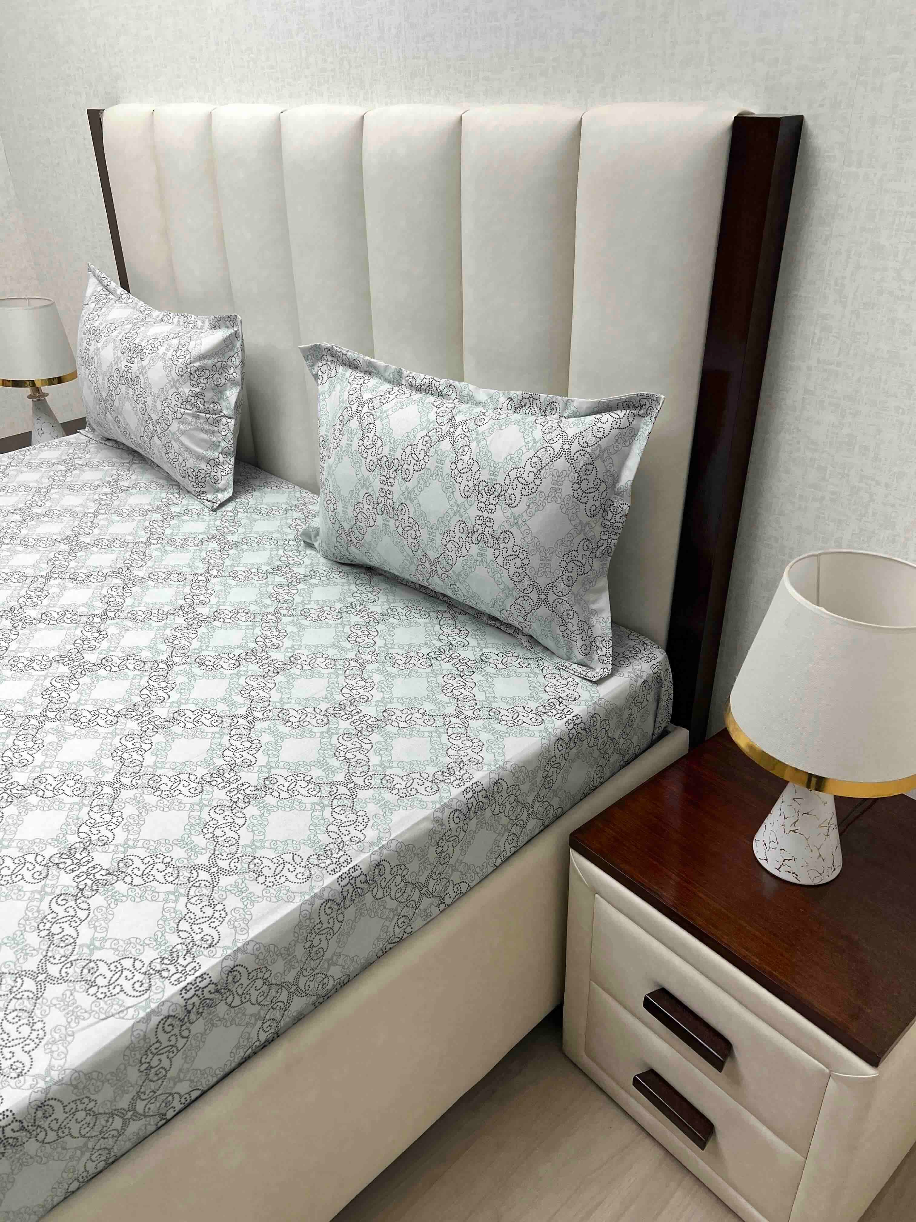 A-4538 Pure Cotton 180 TC King Size Double Bedsheet (274X274) with Two Pillow Covers (50X76)