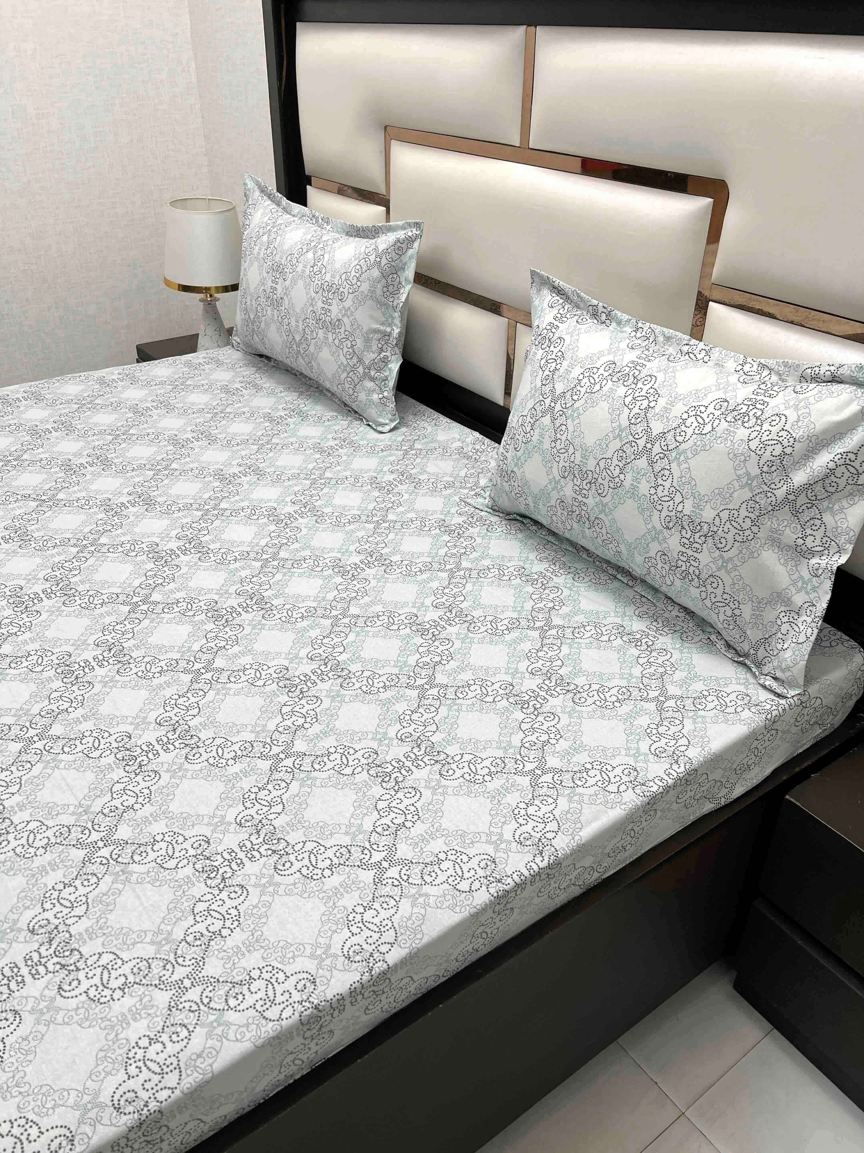 A-4538 Pure Cotton 180 TC King Size Double Bedsheet (274X274) with Two Pillow Covers (50X76)