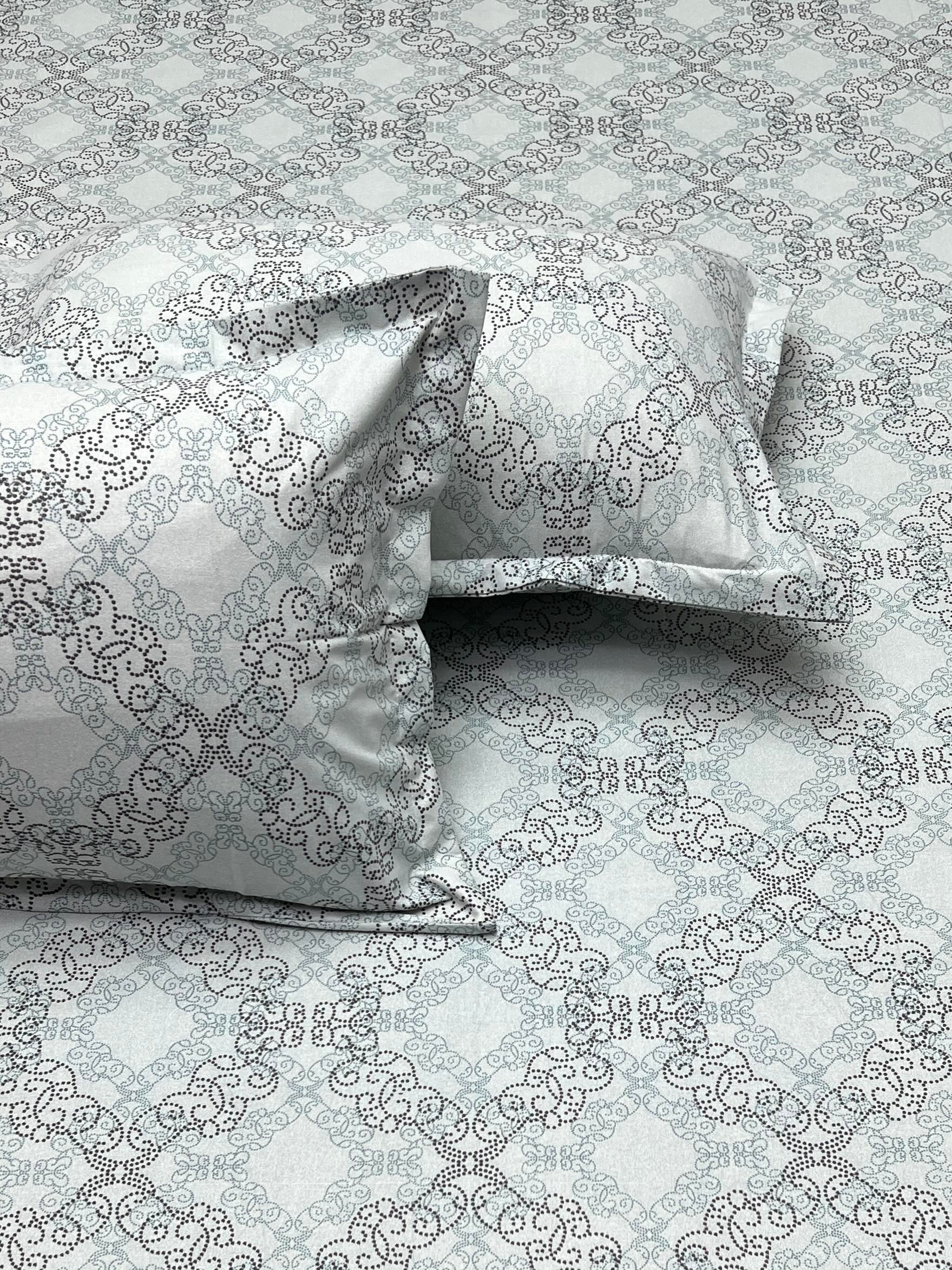 A-4538 Pure Cotton 180 TC King Size Double Bedsheet (274X274) with Two Pillow Covers (50X76)