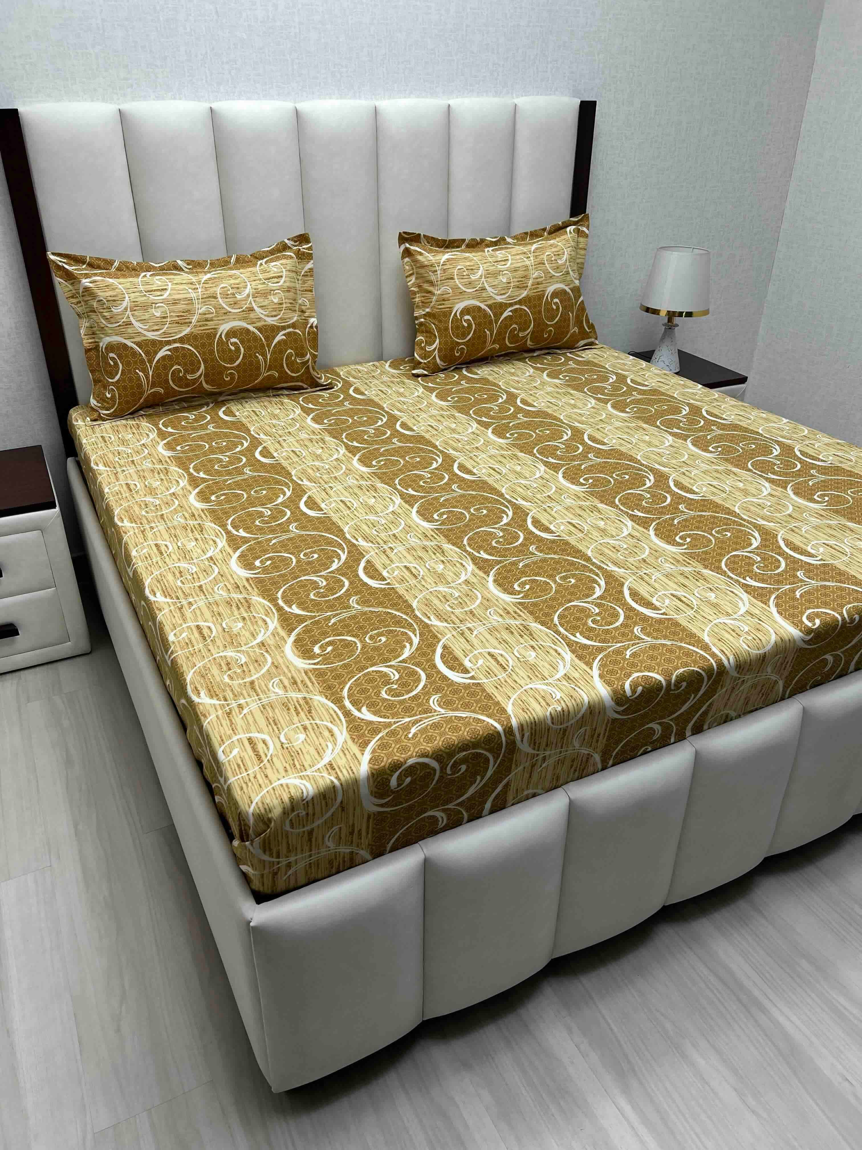A-4540 Pure Cotton 180 TC King Size Double Bedsheet (274X274) with Two Pillow Covers (50X76)
