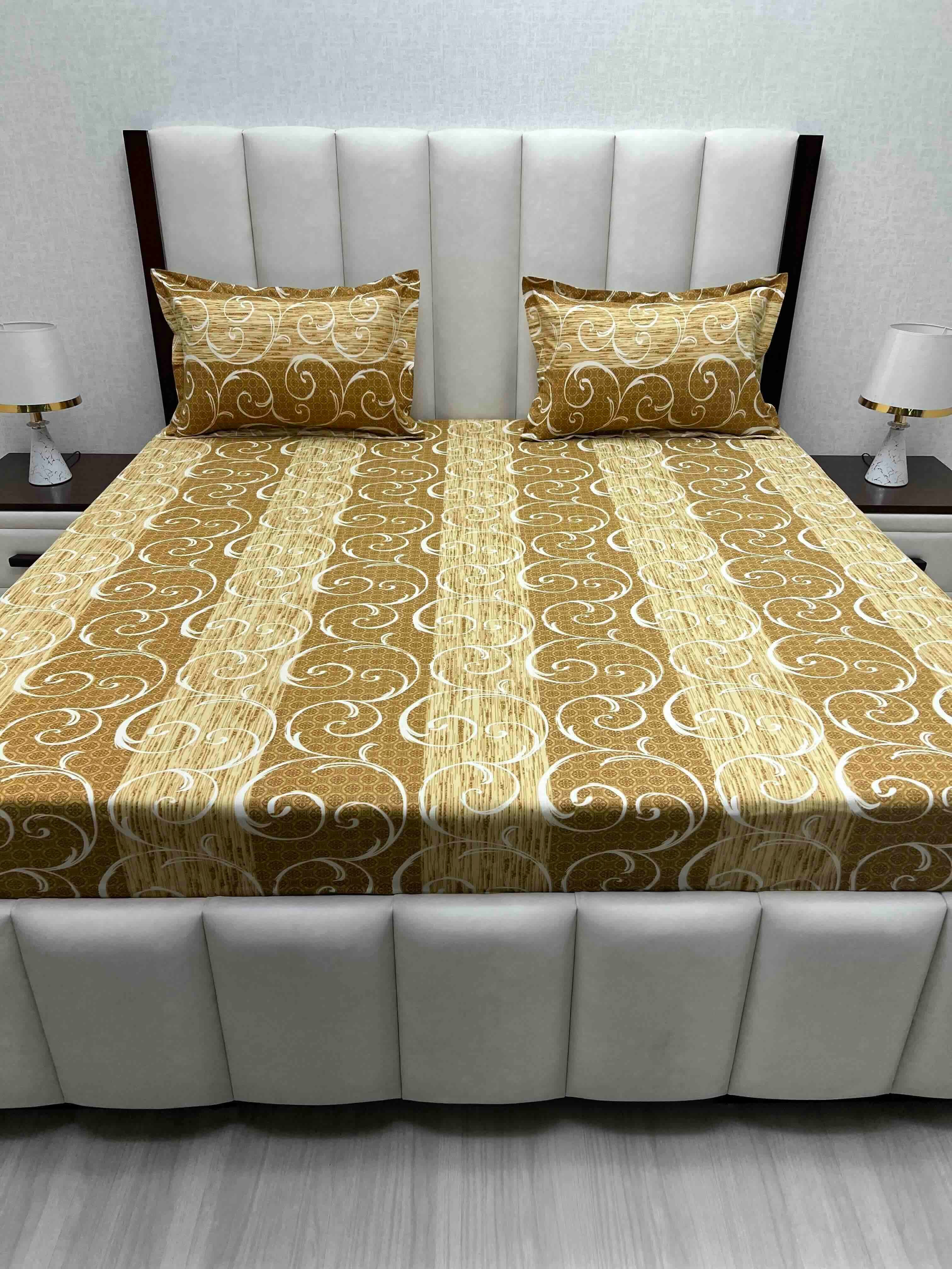 A-4540 Pure Cotton 180 TC King Size Double Bedsheet (274X274) with Two Pillow Covers (50X76)