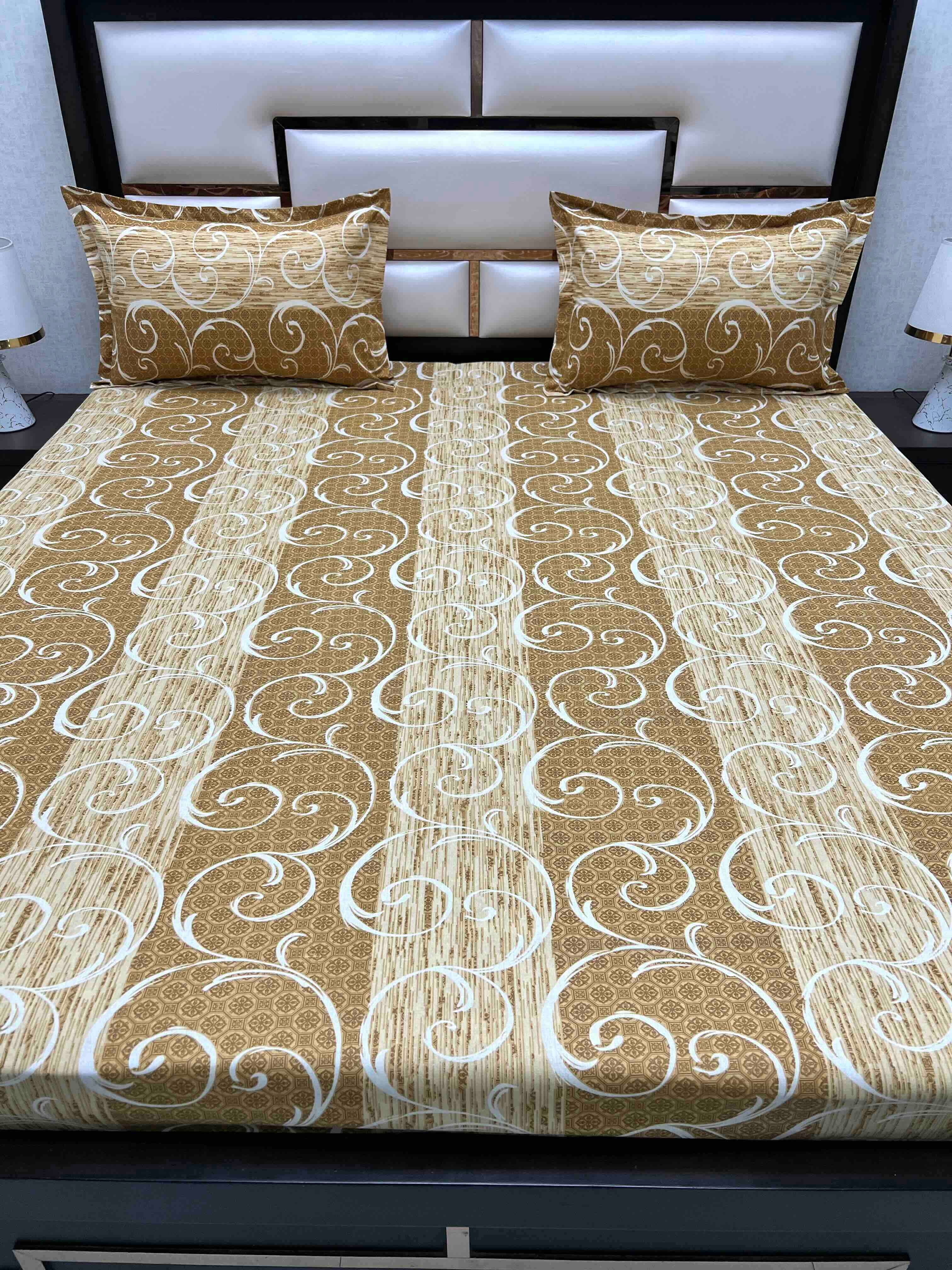 A-4540 Pure Cotton 180 TC King Size Double Bedsheet (274X274) with Two Pillow Covers (50X76)