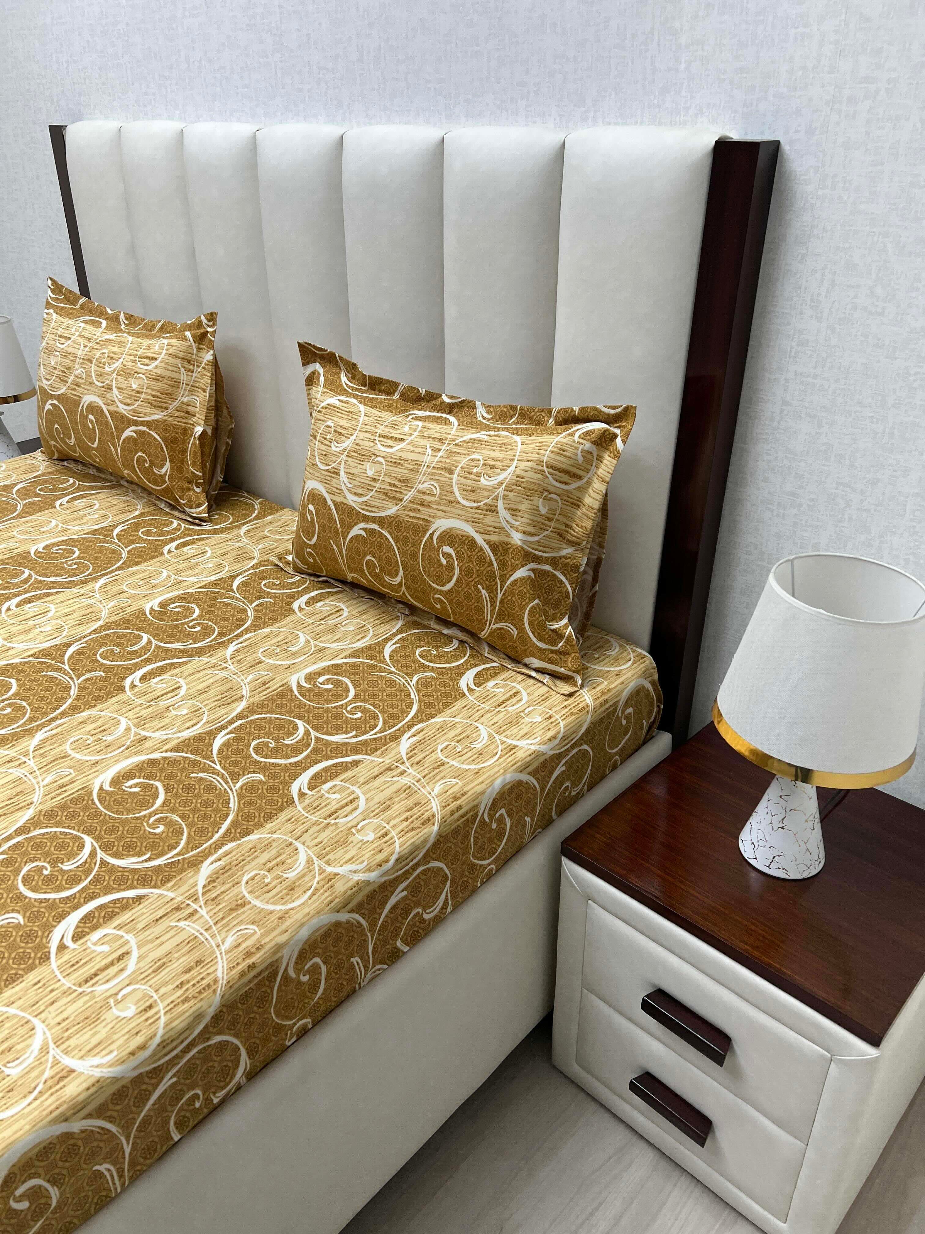 A-4540 Pure Cotton 180 TC King Size Double Bedsheet (274X274) with Two Pillow Covers (50X76)