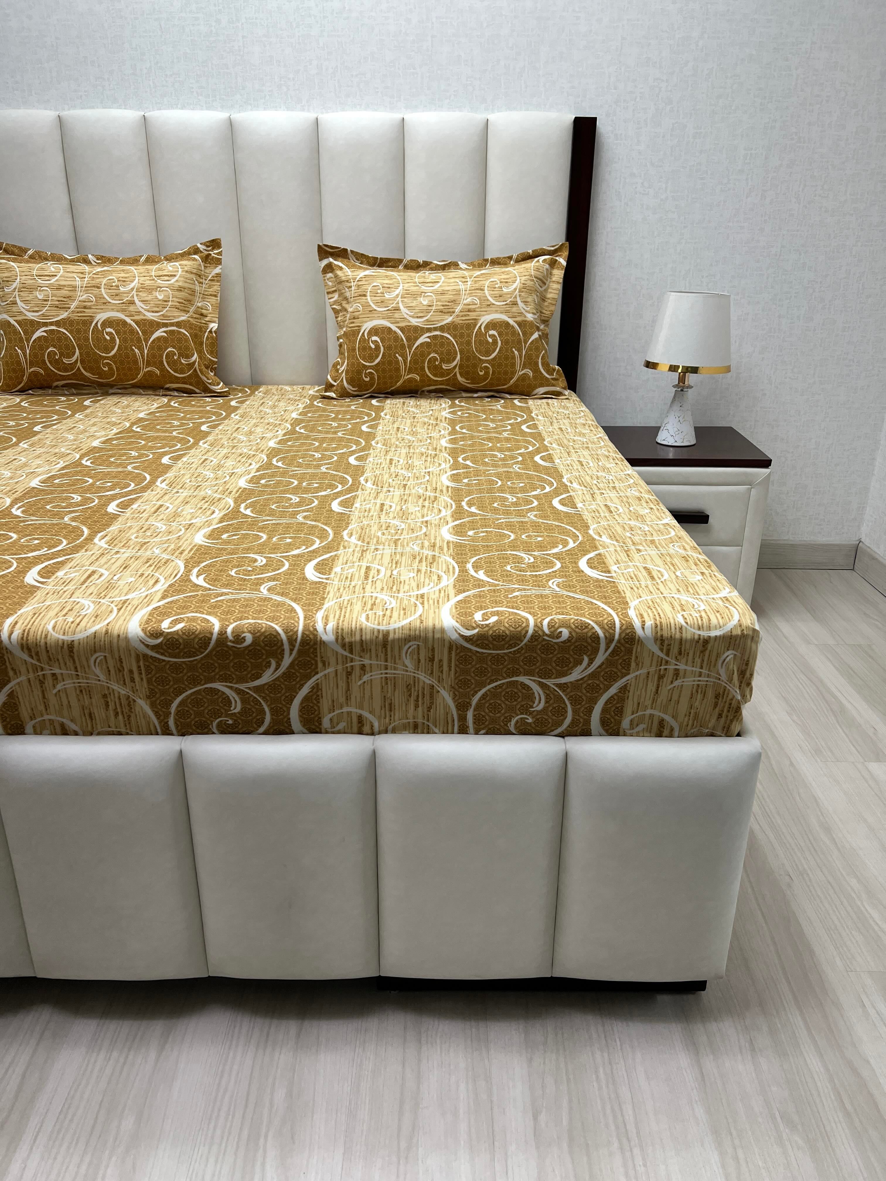 A-4540 Pure Cotton 180 TC King Size Double Bedsheet (274X274) with Two Pillow Covers (50X76)
