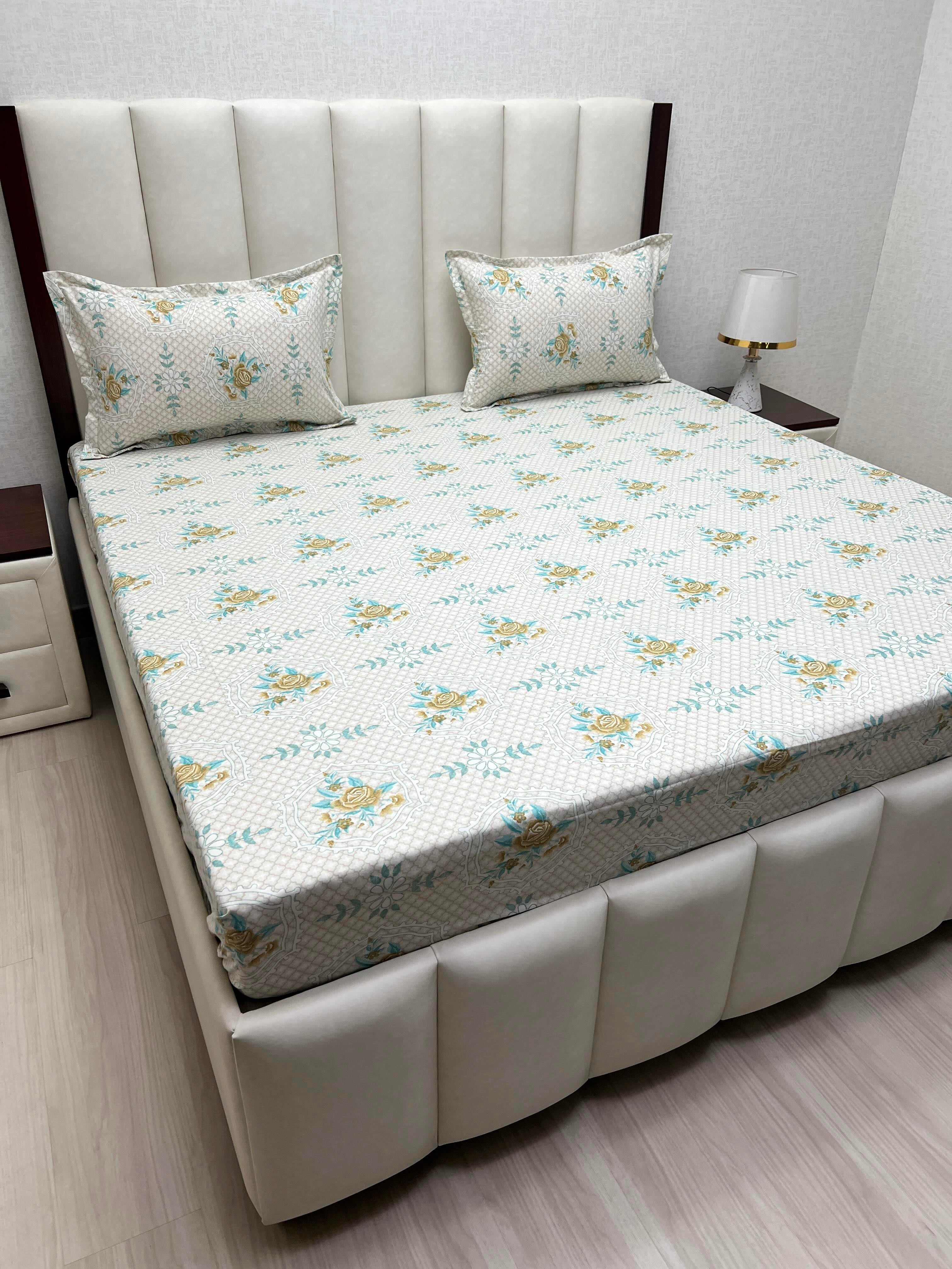 A-4541 Pure Cotton 180 TC King Size Double Bedsheet (274X274) with Two Pillow Covers (50X76)