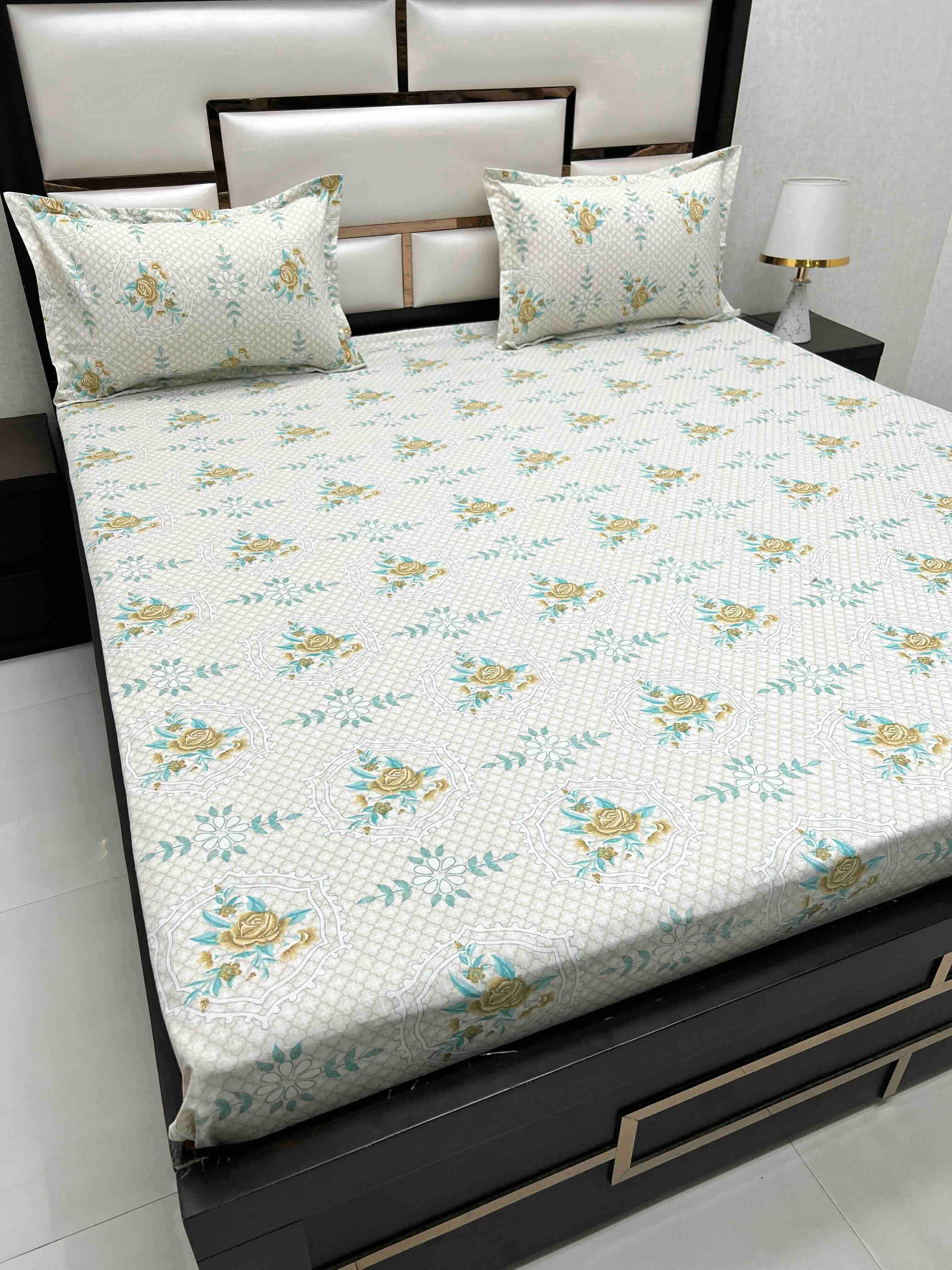 A-4541 Pure Cotton 180 TC King Size Double Bedsheet (274X274) with Two Pillow Covers (50X76)