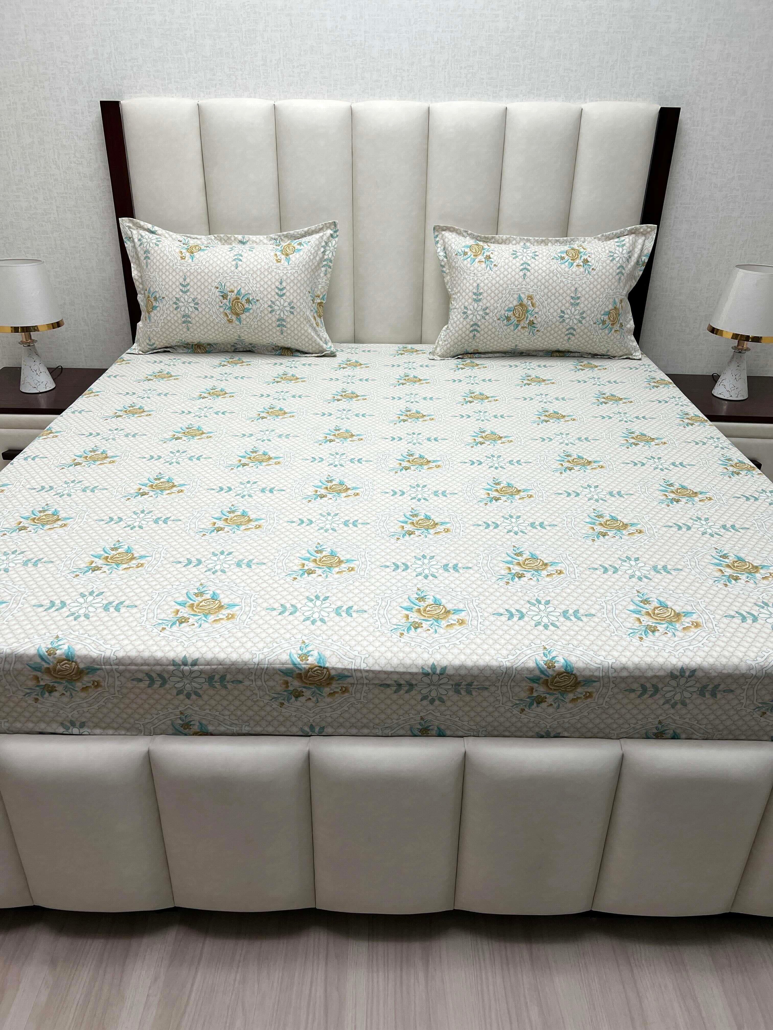 A-4541 Pure Cotton 180 TC King Size Double Bedsheet (274X274) with Two Pillow Covers (50X76)