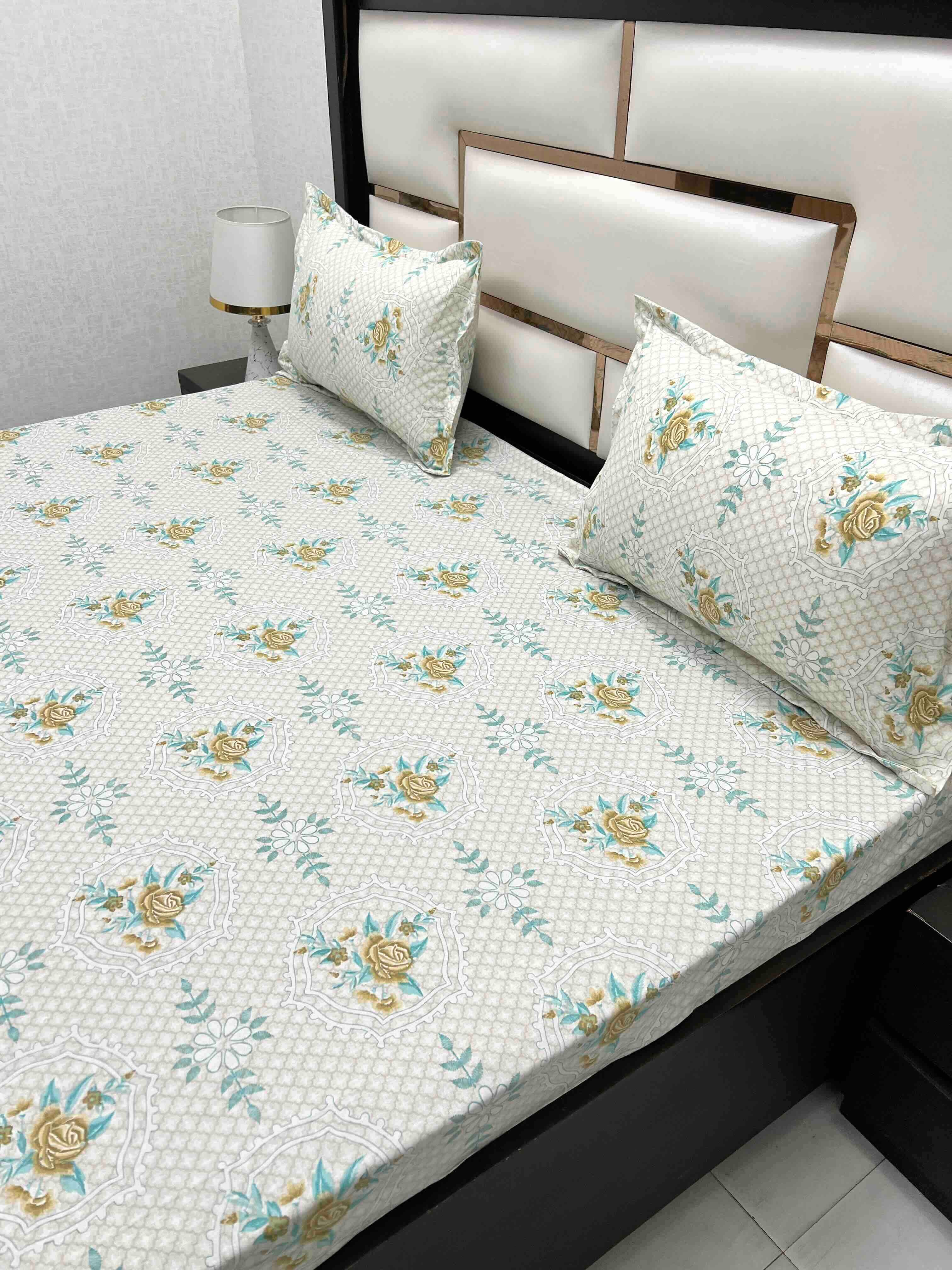 A-4541 Pure Cotton 180 TC King Size Double Bedsheet (274X274) with Two Pillow Covers (50X76)