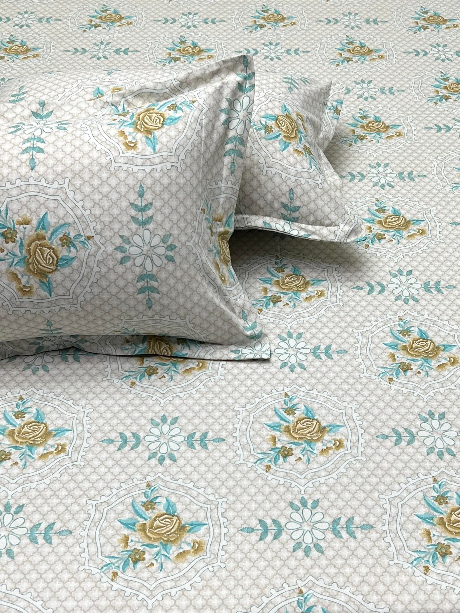 A-4541 Pure Cotton 180 TC King Size Double Bedsheet (274X274) with Two Pillow Covers (50X76)