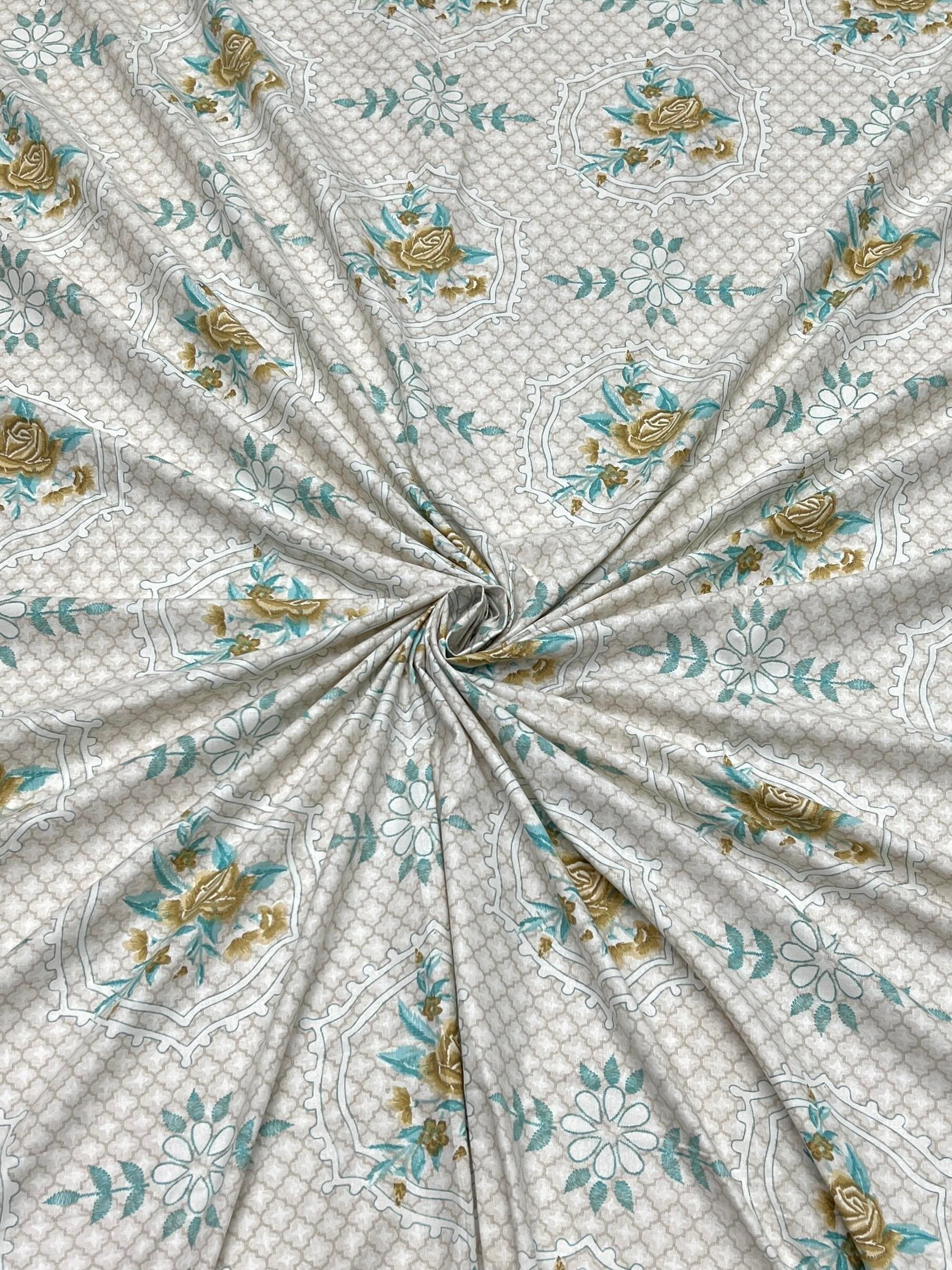 A-4541 Pure Cotton 180 TC King Size Double Bedsheet (274X274) with Two Pillow Covers (50X76)