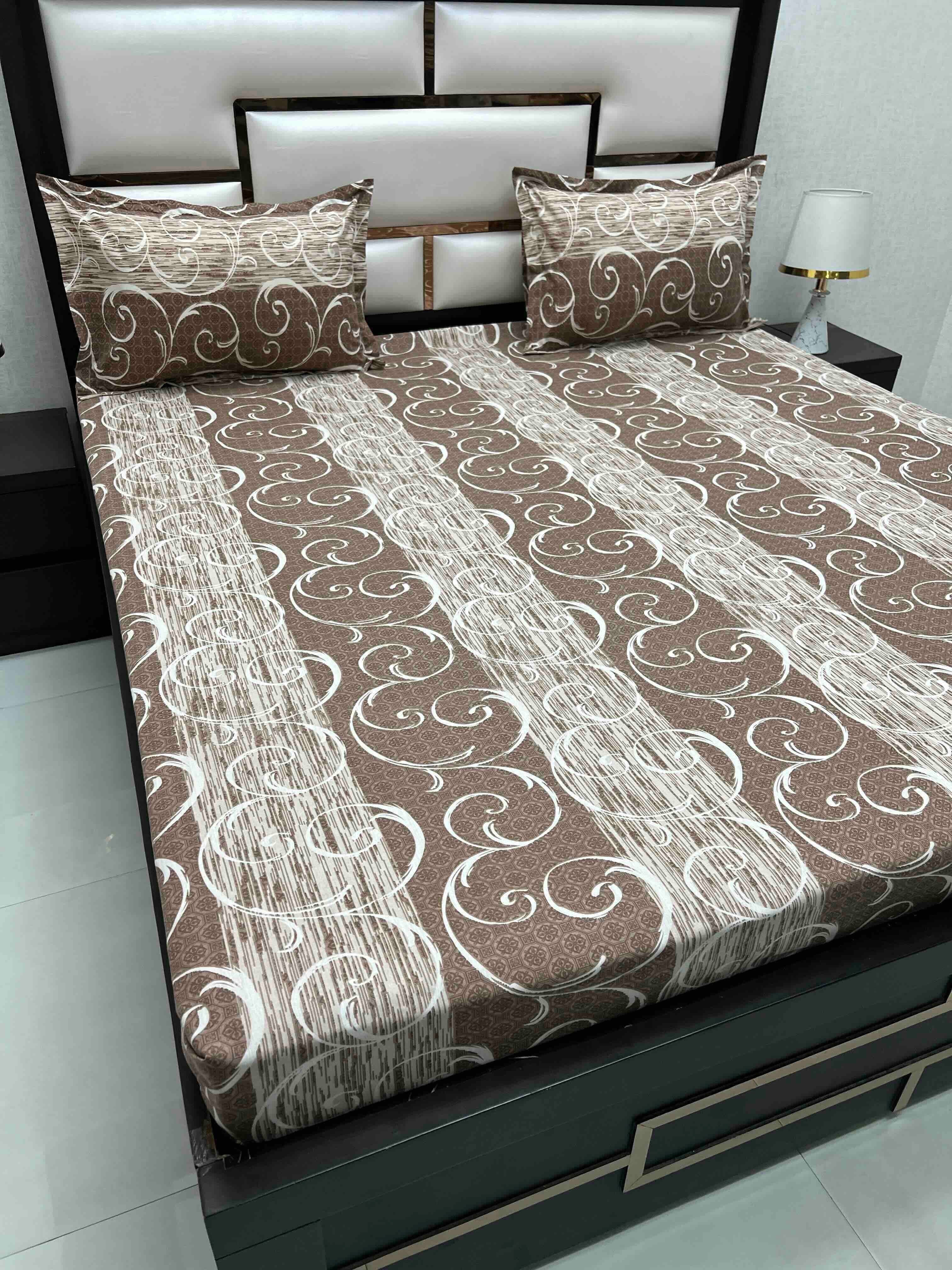 A-4542 Pure Cotton 180 TC King Size Double Bedsheet (274X274) with Two Pillow Covers (50X76)