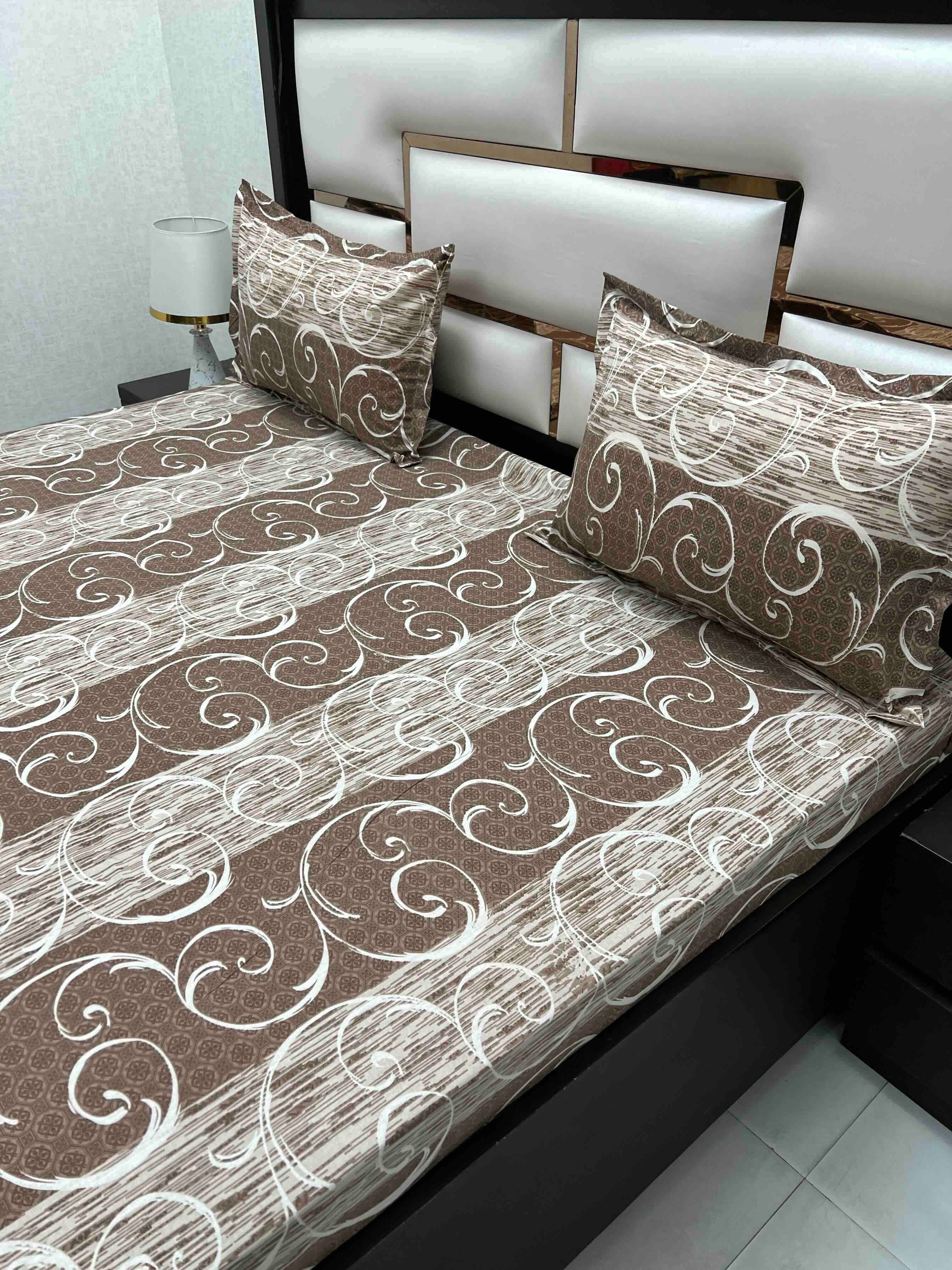 A-4542 Pure Cotton 180 TC King Size Double Bedsheet (274X274) with Two Pillow Covers (50X76)